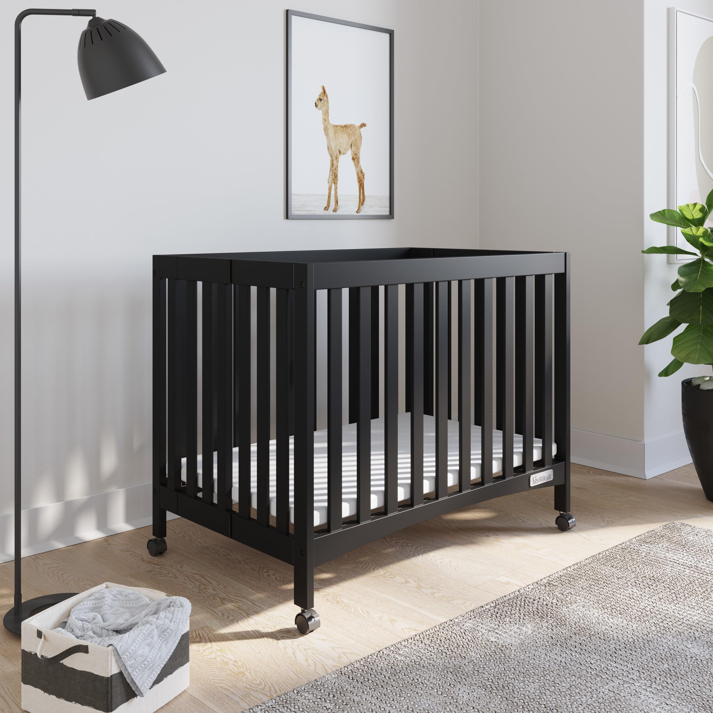 Child Craft London Mini Compact Folding Portable Crib with 2