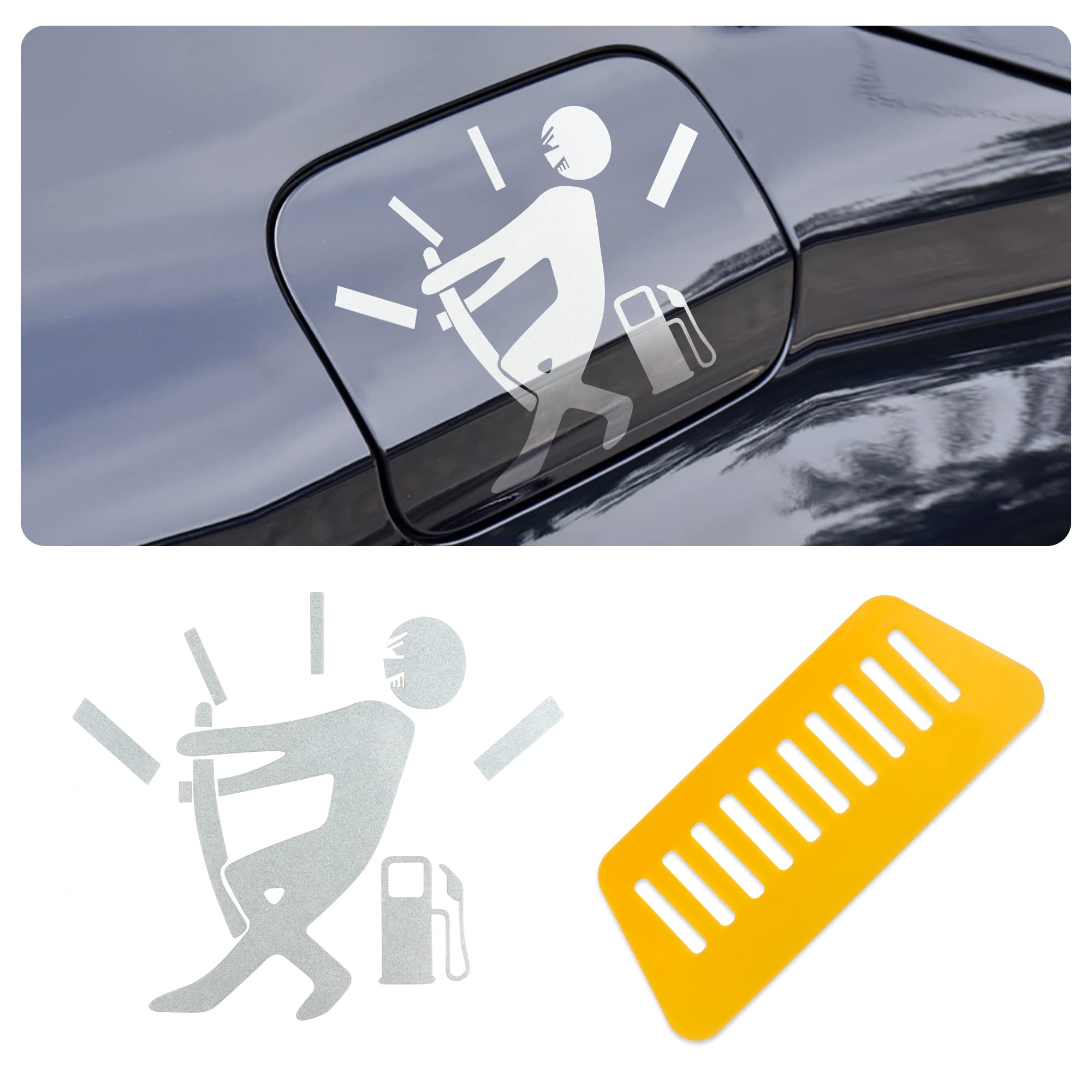 Fehlot 2-Pack Funny Car Stickers - Truck Decals & Fuel Gauge Vinyl Stickers for Cars, Trucks, SUVs & Motorcycles - White Vehicle Accessories - Perfect for Personalizing Your Ride & Adding Humor to Daily Commutes
