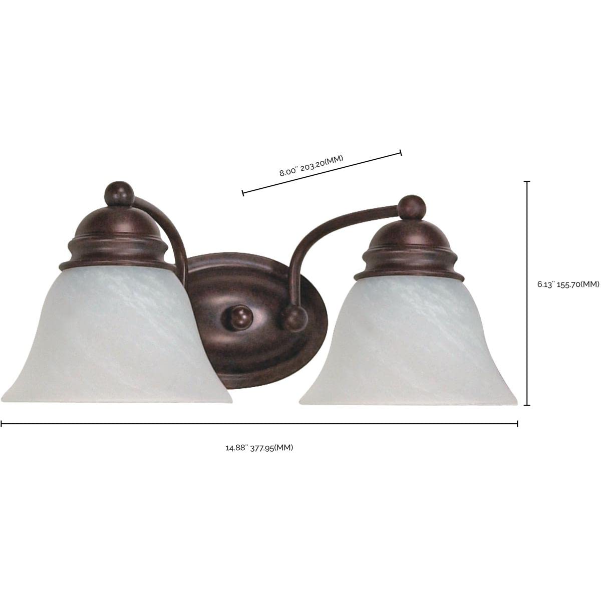 Nuvo 60/345 Empire Two Light Vanity with Alabaster Glass in Old Bronze Finish - Perfect for Bathroom Makeover & Modern Home Decor