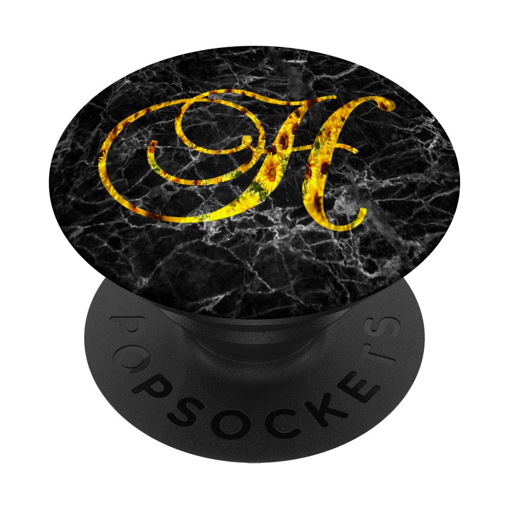Sunflower Garden Flower Nature Initial Monogram Letter PopSockets - Phone Grip & Stand for iPhone, Samsung, Tablets - Perfect for Outdoor Picnics, Gardening & Nature Lovers