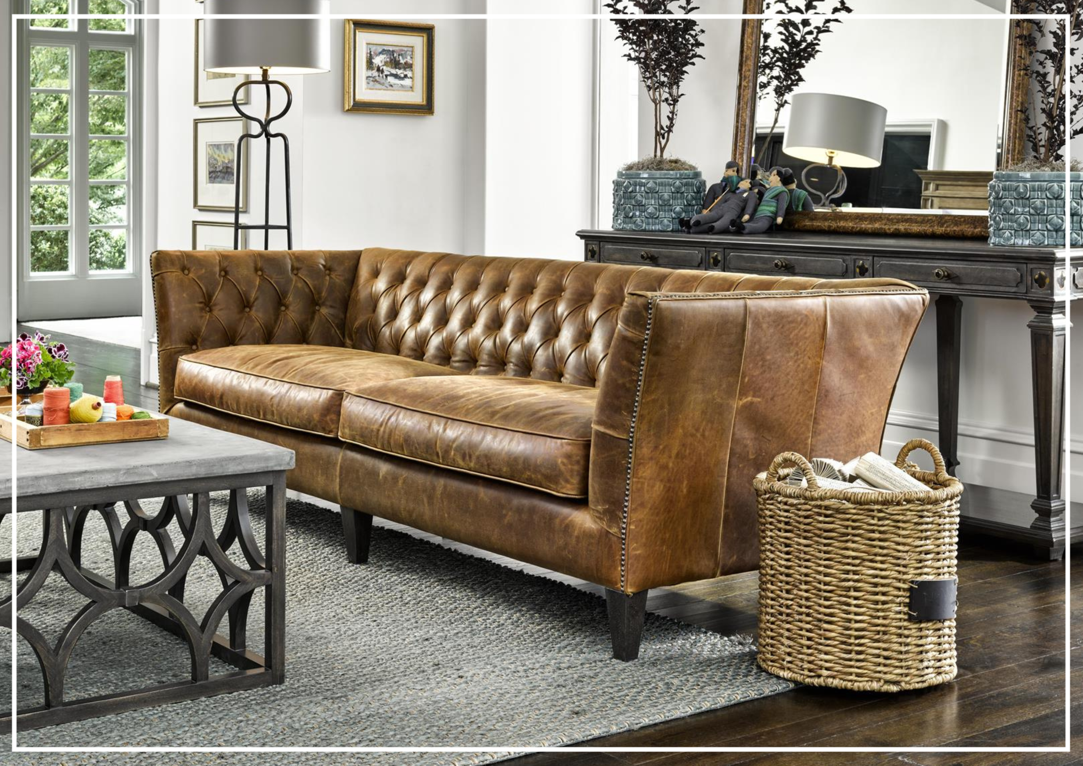 **Duncan 2-Seater Brown Leather Sofa with Tufted Back & Arms – Universal Furniture for Living Room & Office**    (优化说明：   1. 符合SEO规范，突出关键词如