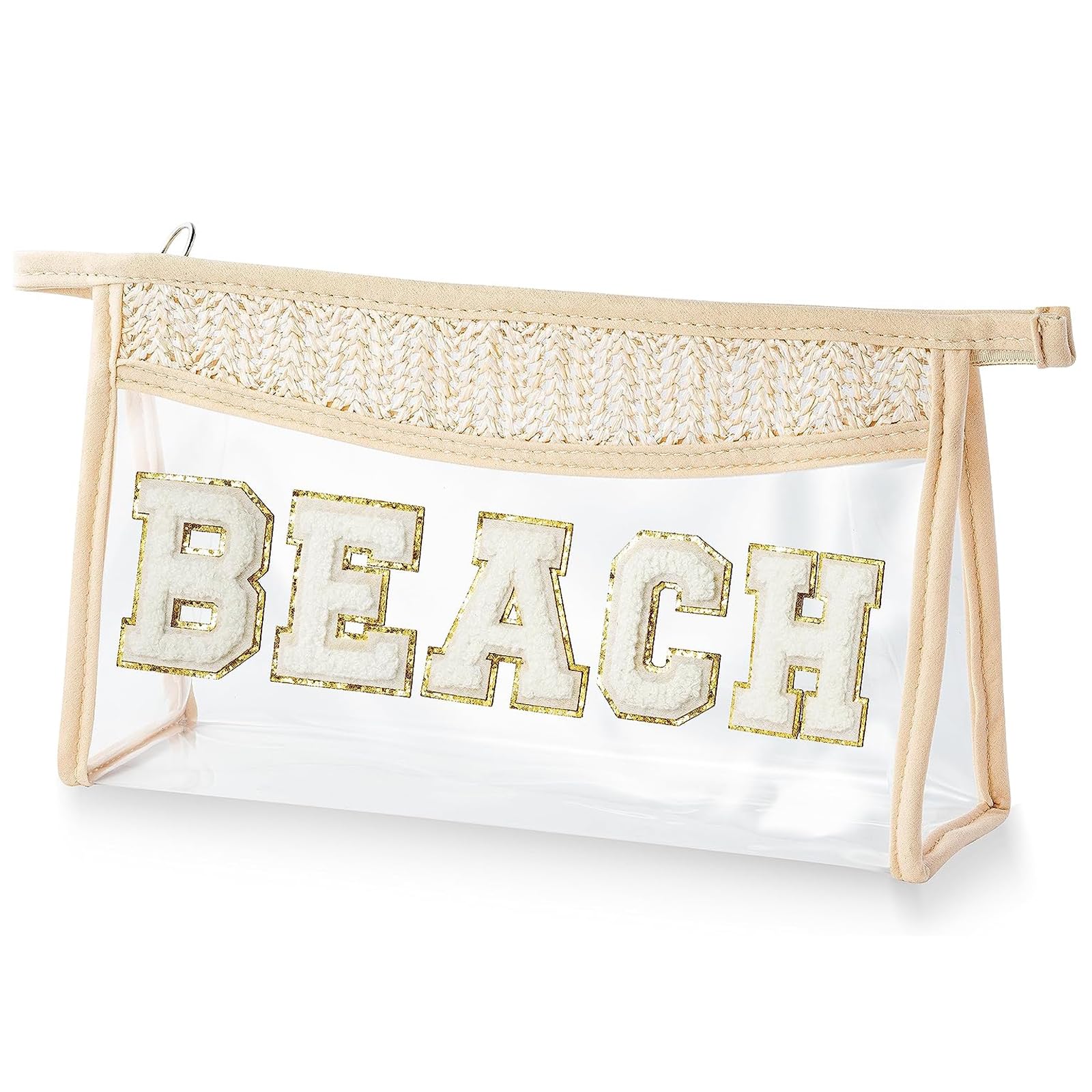 Clear Boho Beach Makeup Bag - Waterproof Travel Cosmetic Pouch for Women & Girls - Perfect for Beach Trips & Sunscreen Storage