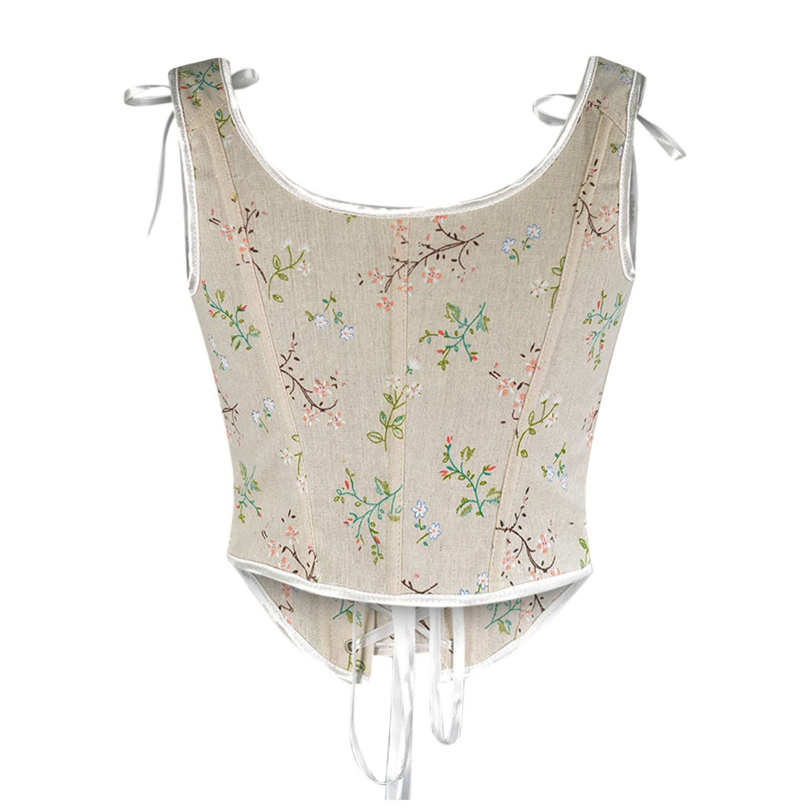 Women's Vintage Corset Tops - Adjustable Drawstring Bustier Camisole Shirts, Slim Fitted Waistcoat & Summer Base Vest | Perfect for Date Nights, Club Outfits & Layering Under Blazers