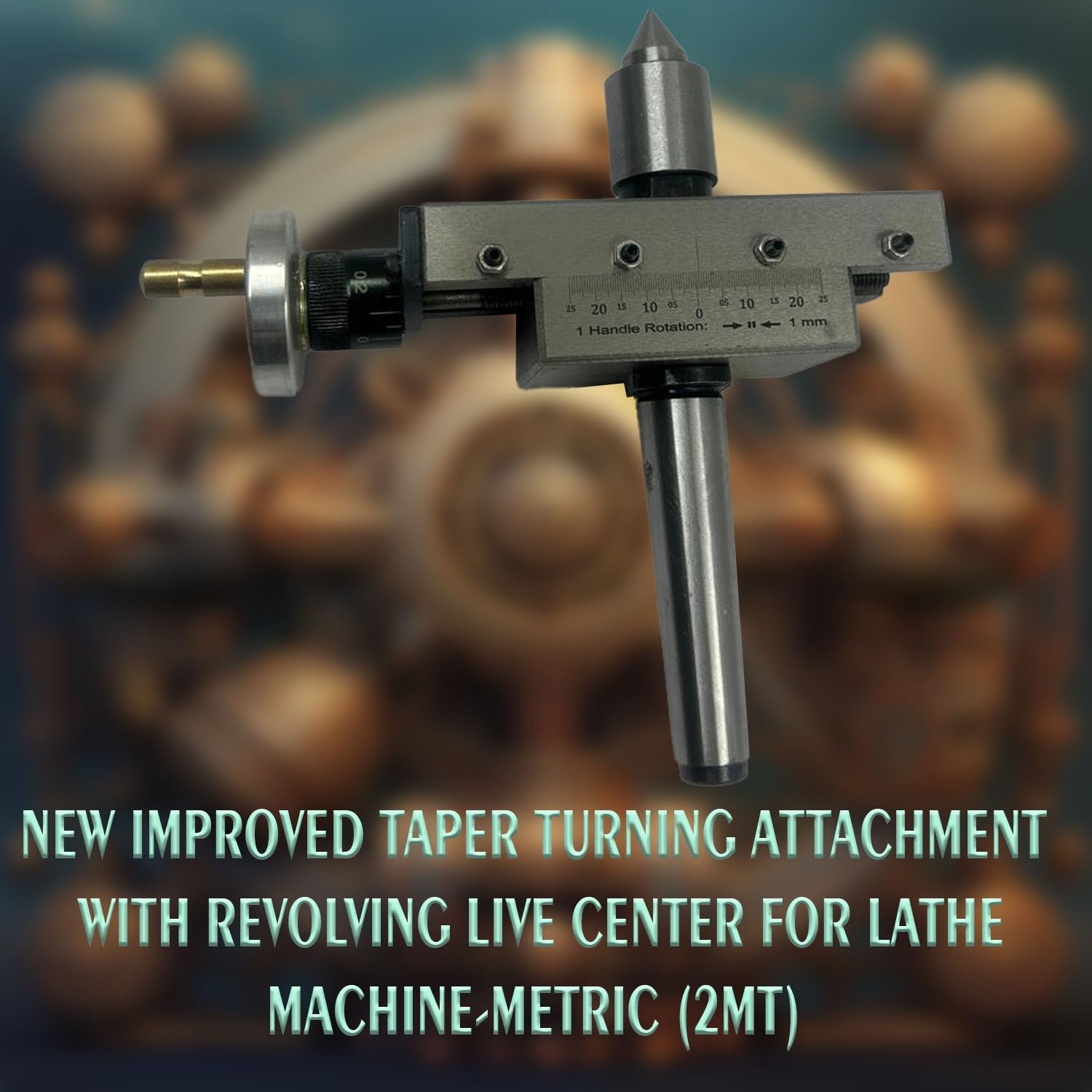 **Precision Metric 2MT Taper Turning Attachment with Revolving Live Center for Lathe Machine - Improved Design - Watch Working Video - Perfect for Metalworking & Woodturning Projects**