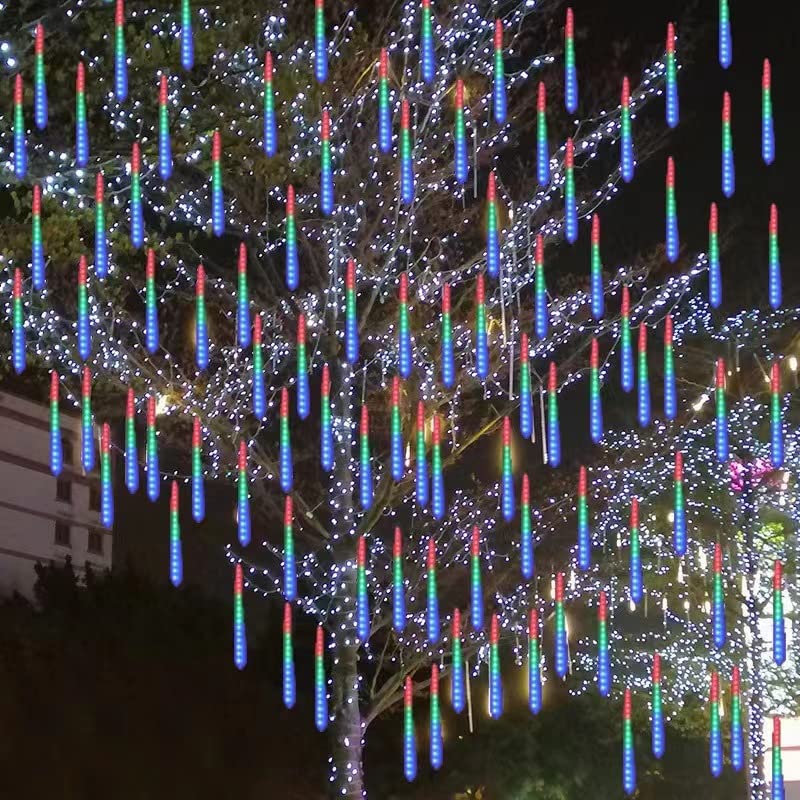 Loveboat Meteor Shower Rain Lights - 144 LED Waterproof Outdoor String Lights with 8 Tubes (30cm) for Christmas, Wedding, Party & Garden Decoration | Perfect for Holiday, Patio, Backyard and Landscape Lighting