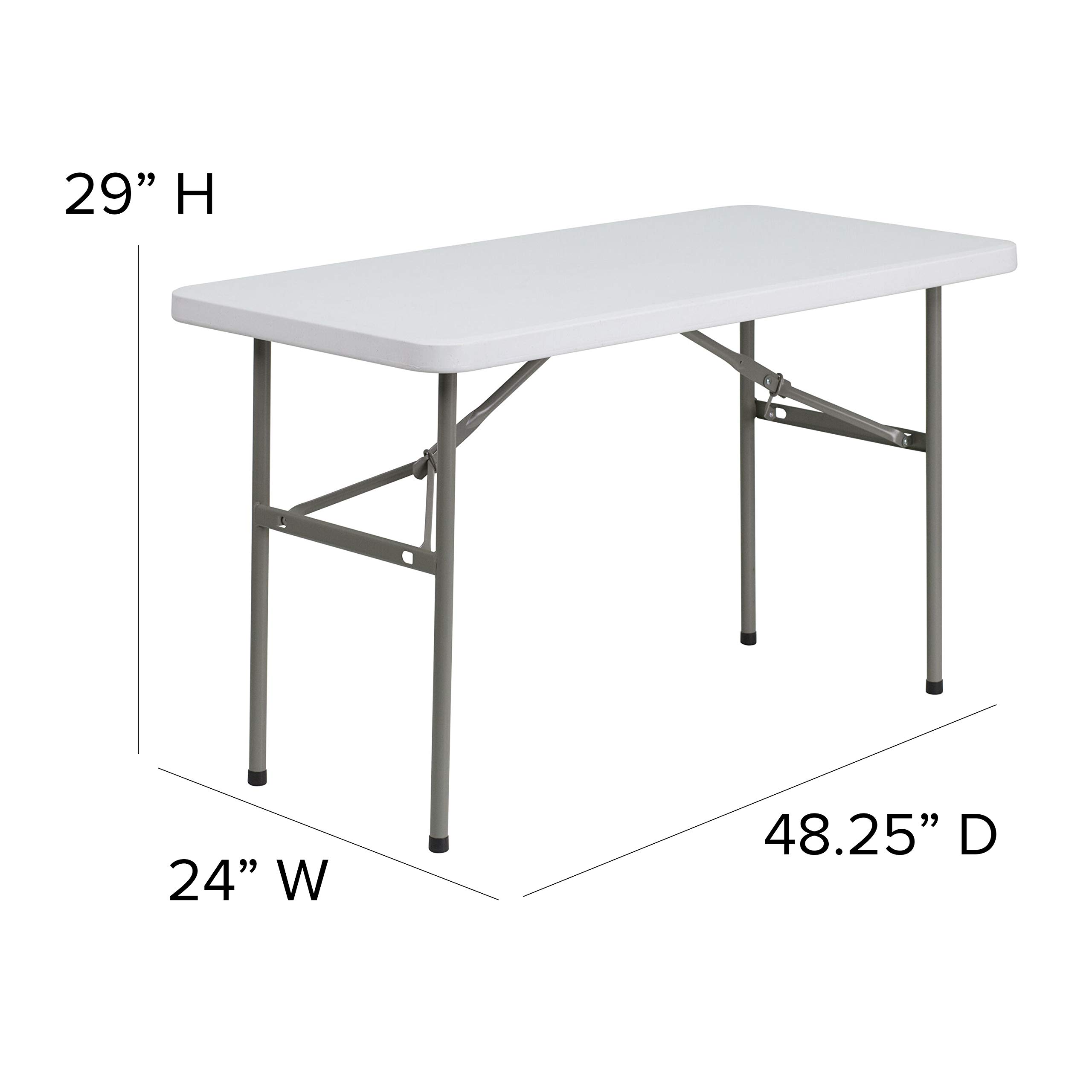 4-Foot Granite White Plastic Folding Table - Heavy Duty Banquet & Event Table for Parties, Picnics, Camping & Outdoor Gatherings