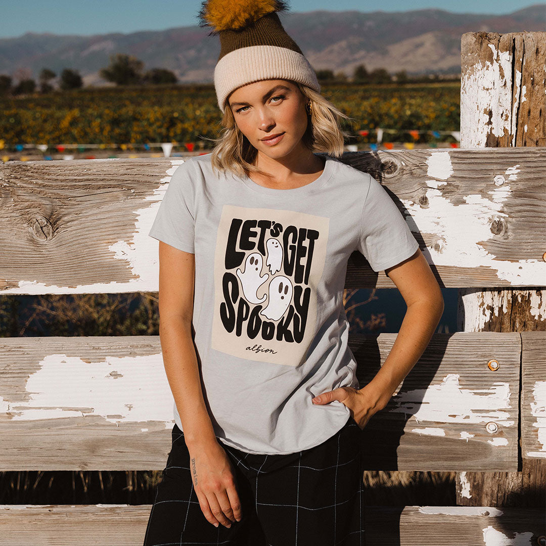 Spooky White Basic Tee - Soft Cotton T-Shirt for Men & Women | Casual Wear, Halloween Costume, Everyday Outfit