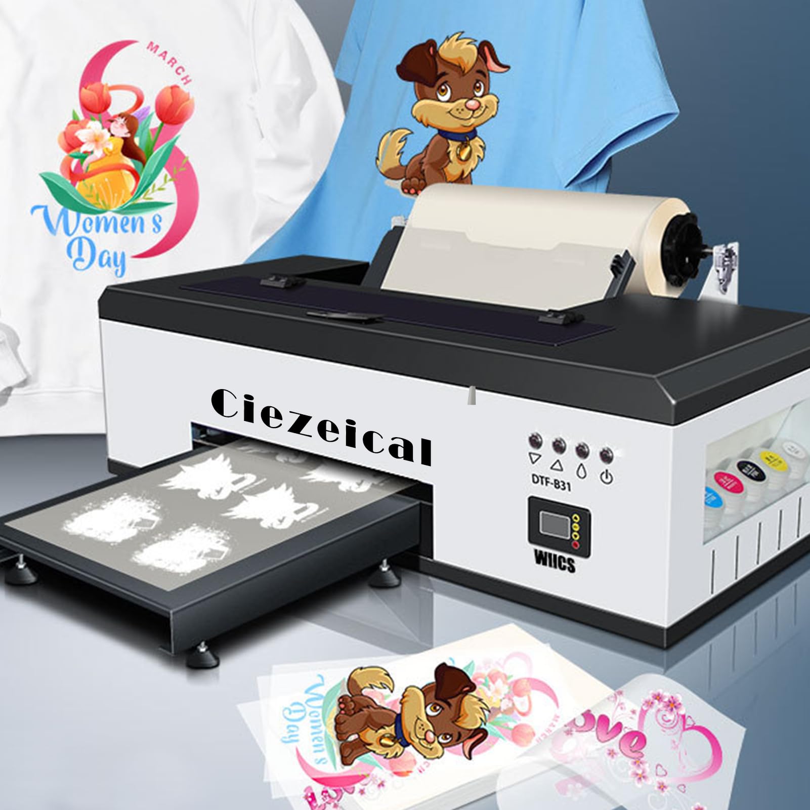 DTF Printer A3 1390 Automatic White Ink Stirring & Timing Circulation DTF Transfer Printing Machine for T-Shirts, Hoodies, Shoes, Hats, Bags - DIY Custom Apparel & Promotional Products (Includes Accessories) | Perfect for Small Businesses, Home Crafting & Personalized Gift Making