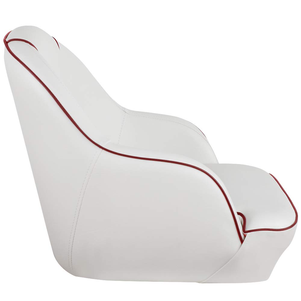 MSC Bucket Pontoon Boat Seat - White & Red - Comfortable & Durable Marine Seating for Fishing, Relaxing & Boating Adventures
