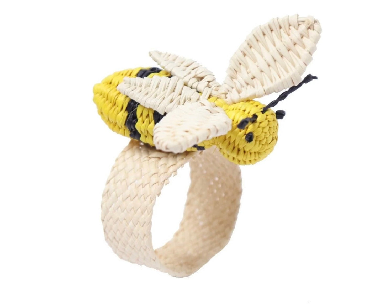 Bee-Themed Napkin Rings Set of 6 - Elegant Floral Wedding Table Decor, Rustic Farmhouse Dinner Party Accessories - Perfect for Holiday Gatherings, Bridal Showers & Special Occasions
