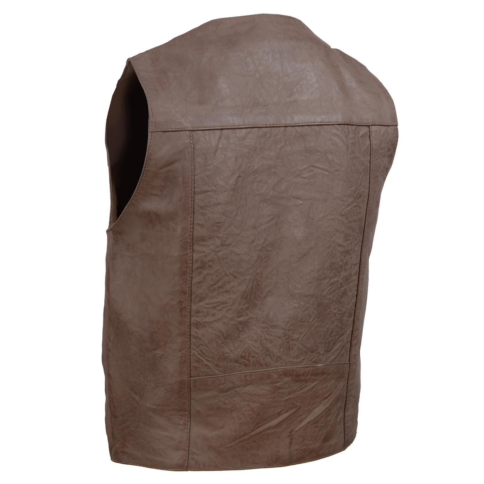 Milwaukee Leather Men's Premium Classic V-Neck Motorcycle Vest - Large Size | Genuine Leather Biker Jacket for Harley Riders | Perfect for Motorcycle Clubs, Road Trips & Casual Wear
