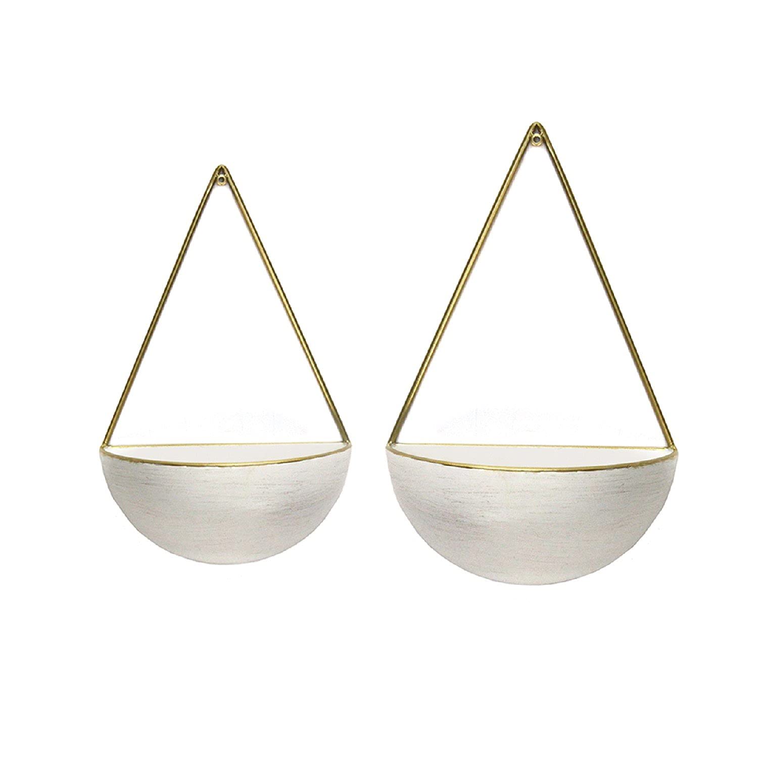 Stylish Creamy Round Metal Wall Planters for Indoor Plants - Perfect for Home Decor, Living Room, Bedroom & Office