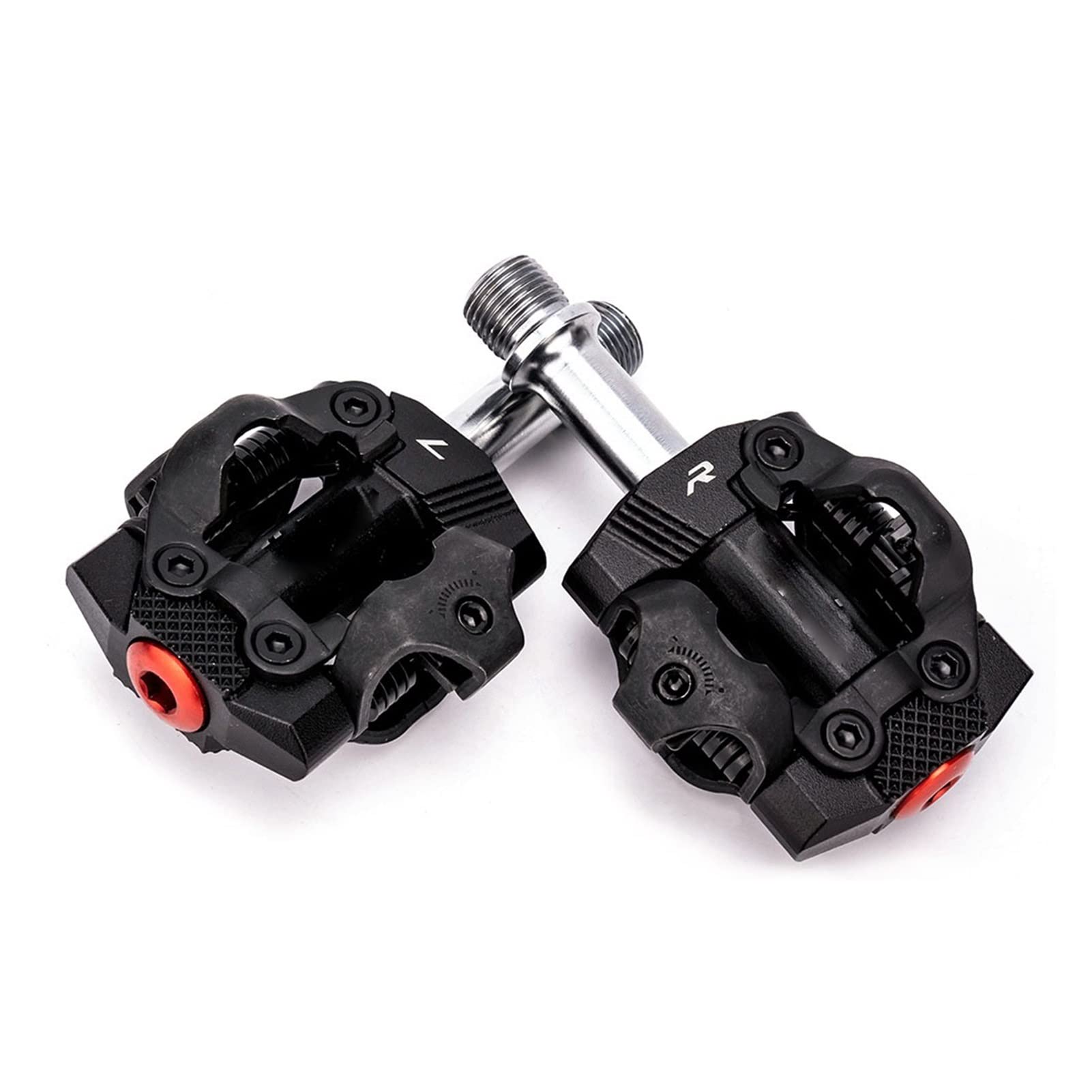 XIWALAI MTB Bike Pedals - Aluminum Self-Locking Road Bicycle Pedals with SPD Cleats, Sealed Bearings & Clips for Mountain & Commuter Bikes (PD22 Black) | Perfect for Urban Commuting & Off-Road Cycling