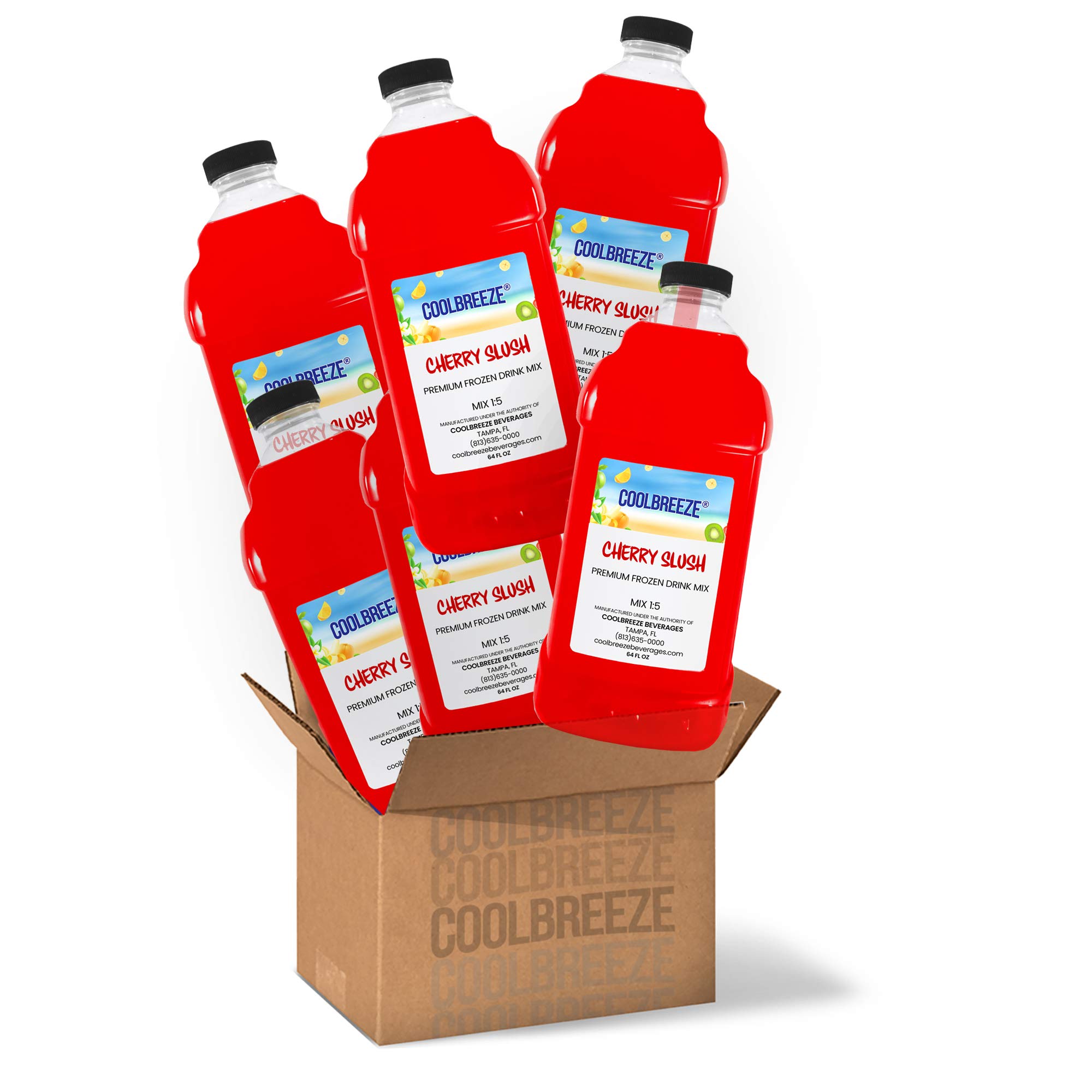 Coolbreeze Cherry Slushie Flavor Syrup - 6 Bottles Case for Frozen Drink & Snow Cone Machine - Perfect for Parties, Carnivals & Summer Treats