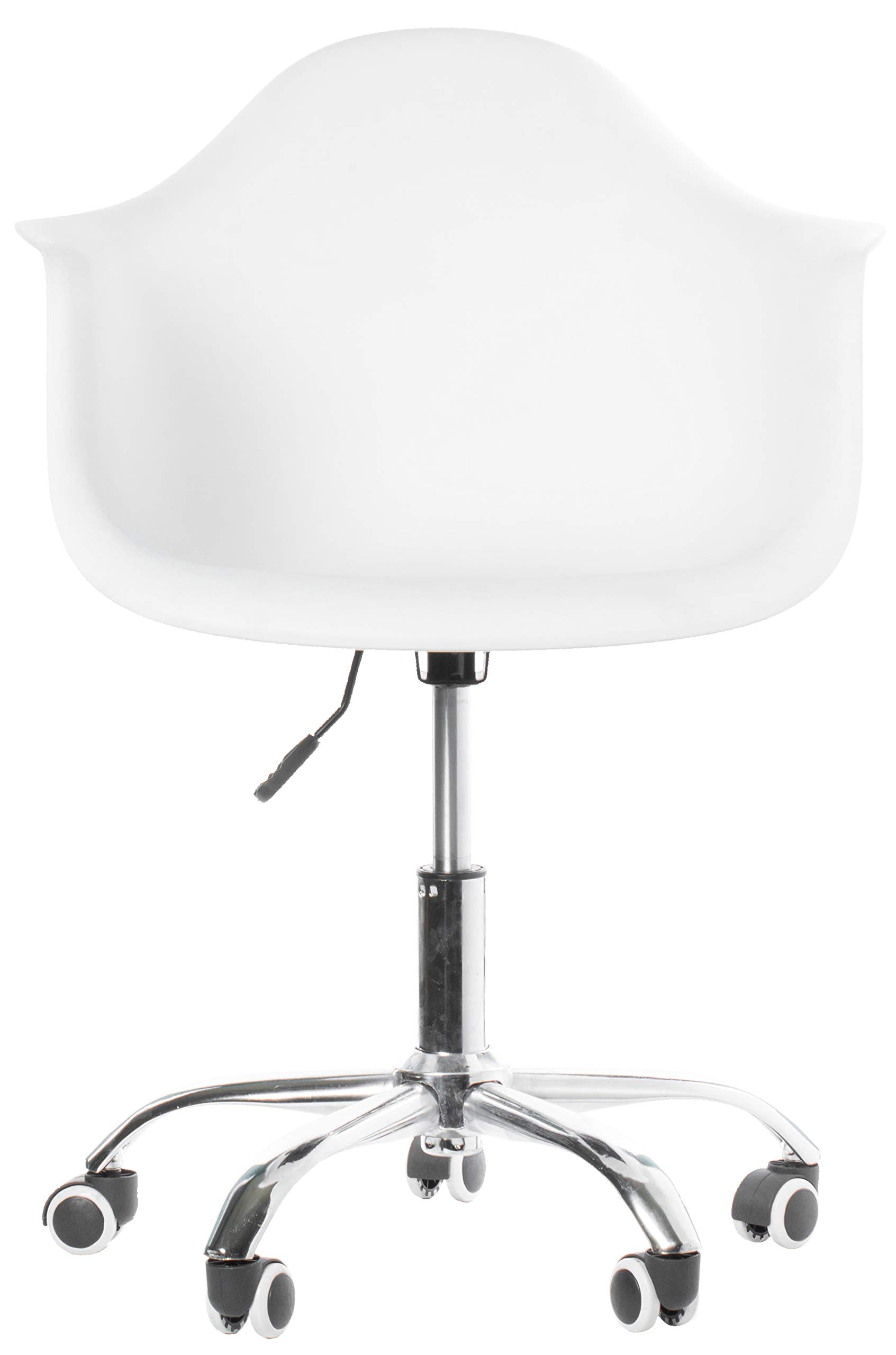 Fabulaxe Mid-Century Modern Swivel Office Chair with Rolling Wheels - Ergonomic Plastic Shell Task Chair in Bold White - Perfect for Home Office, Study & Workspace
