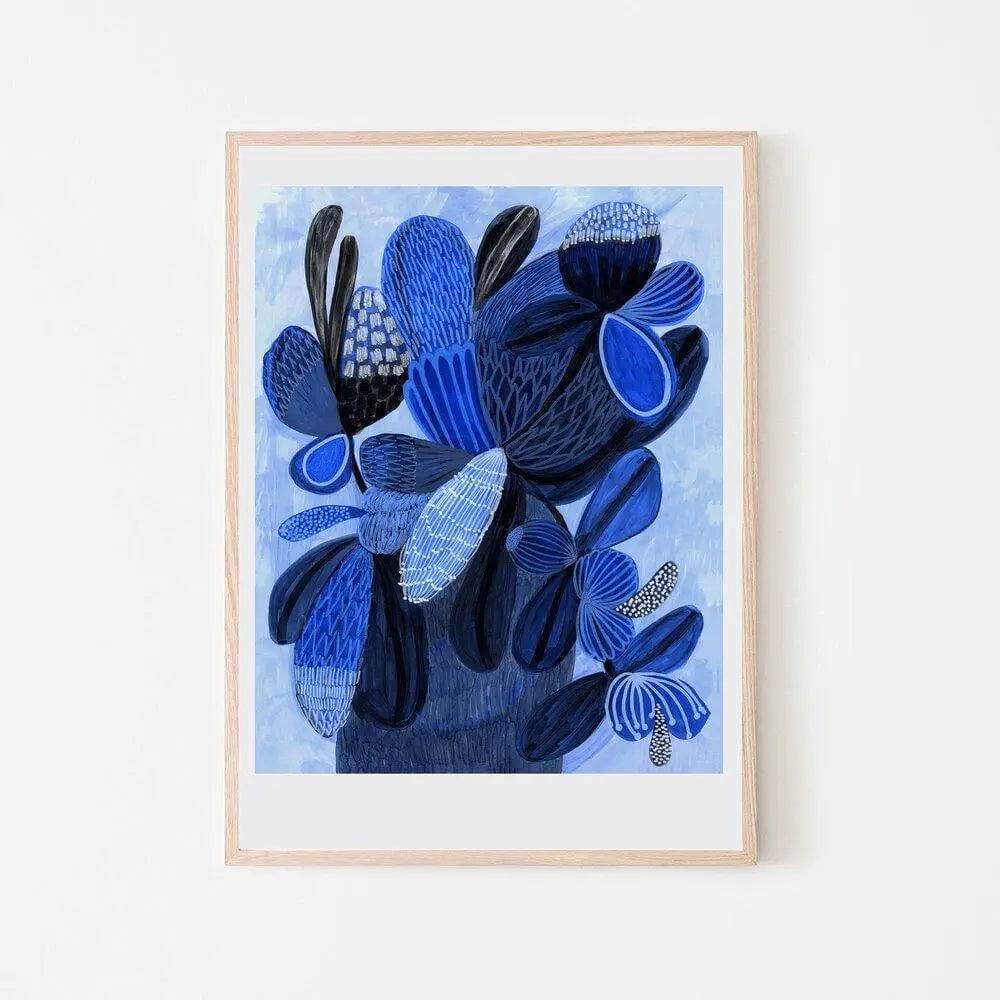 Wild Blue Bunch Abstract Art Print - Modern Wall Decor for Living Room, Bedroom & Office - Perfect for Home & Office Decor