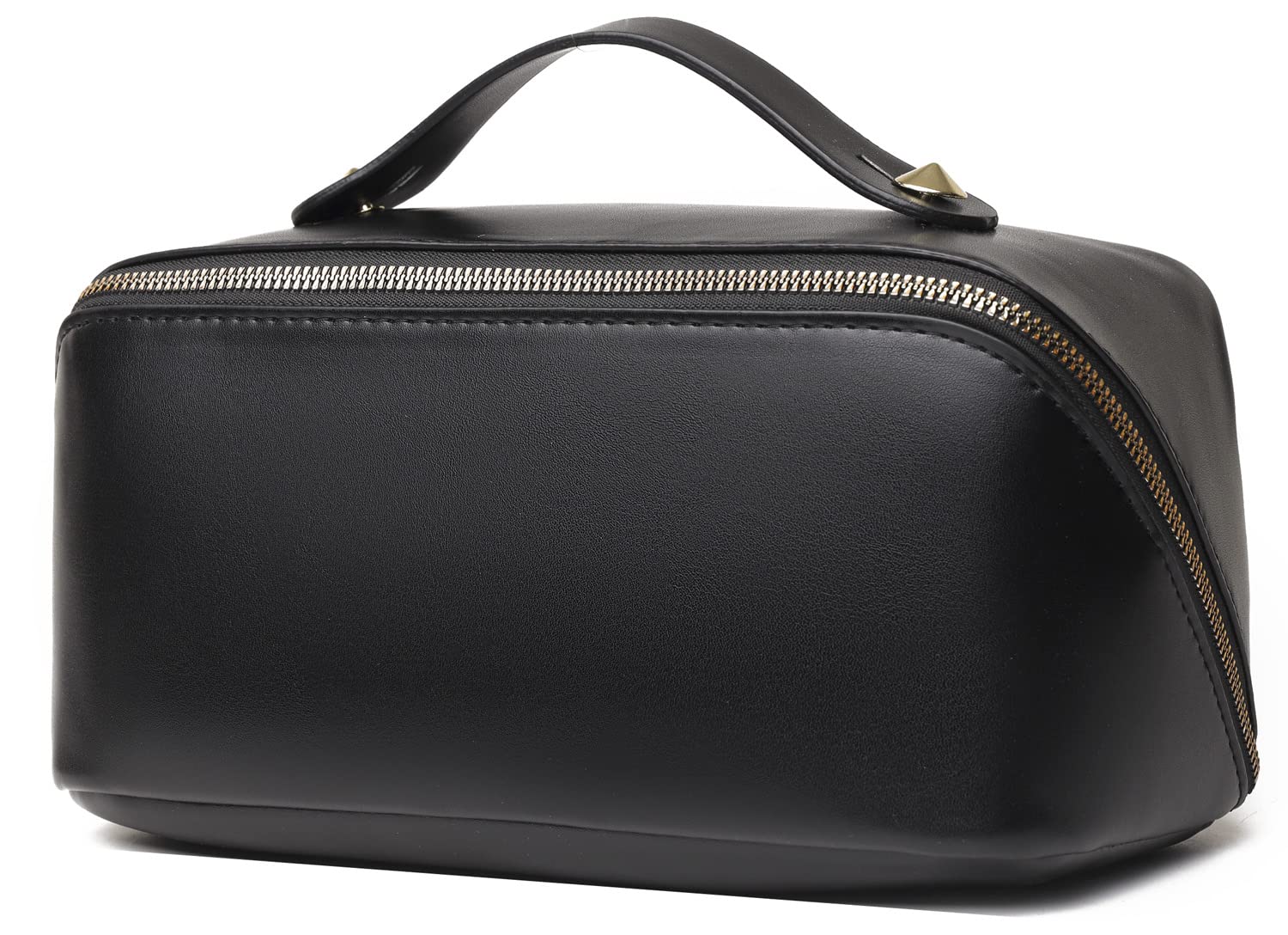 Waterproof PU Leather Cosmetic Bag for Women - Large Travel Makeup Organizer with Wide Opening | Portable Toiletry Storage Bag for Travel, Gym, and Daily Use