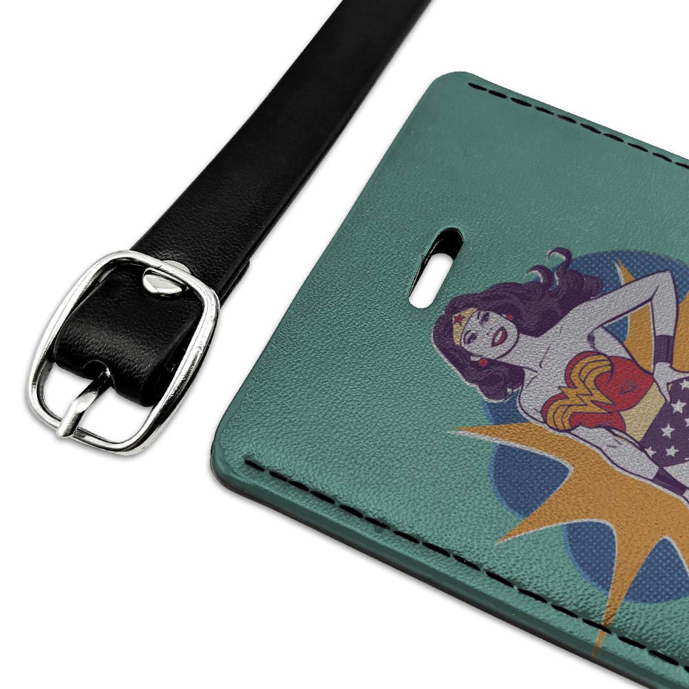 Vintage Wonder Woman Leather Luggage Tag - Rectangle Carry-On ID Tag for Women - Perfect for Suitcases, Backpacks & Travel Bags