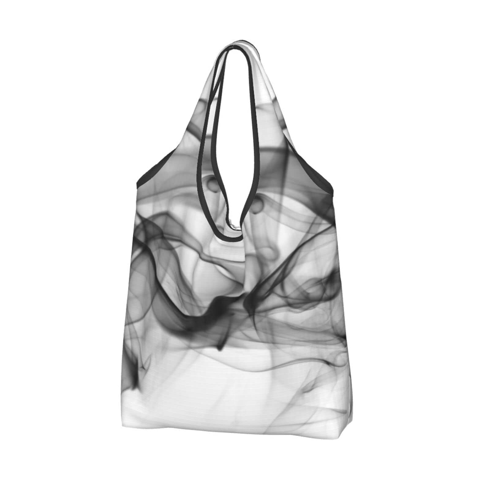 Eco-Friendly Black Smoke Reusable Shopping Bags - Waterproof Large Grocery Tote with Foldable Design - Perfect for Grocery Shopping, Beach Trips & Farmers Markets