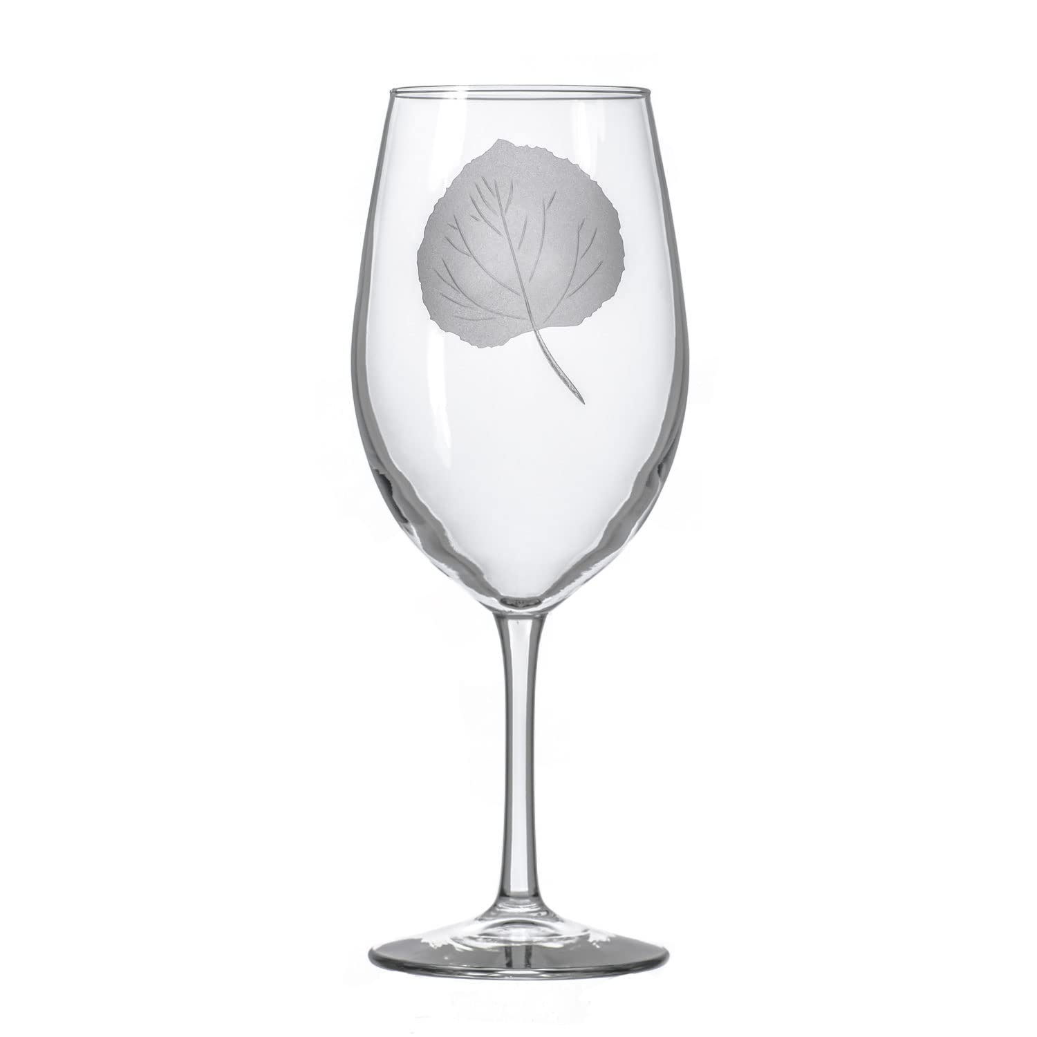 Premium Rolf Glass Aspen Leaf 18oz All-Purpose Wine Glasses Set of 4 - Lead-Free Crystal Clear Engraved Large Stemware - Handcrafted in USA - Perfect for Dinner Parties, Wine Tasting & Gift Giving