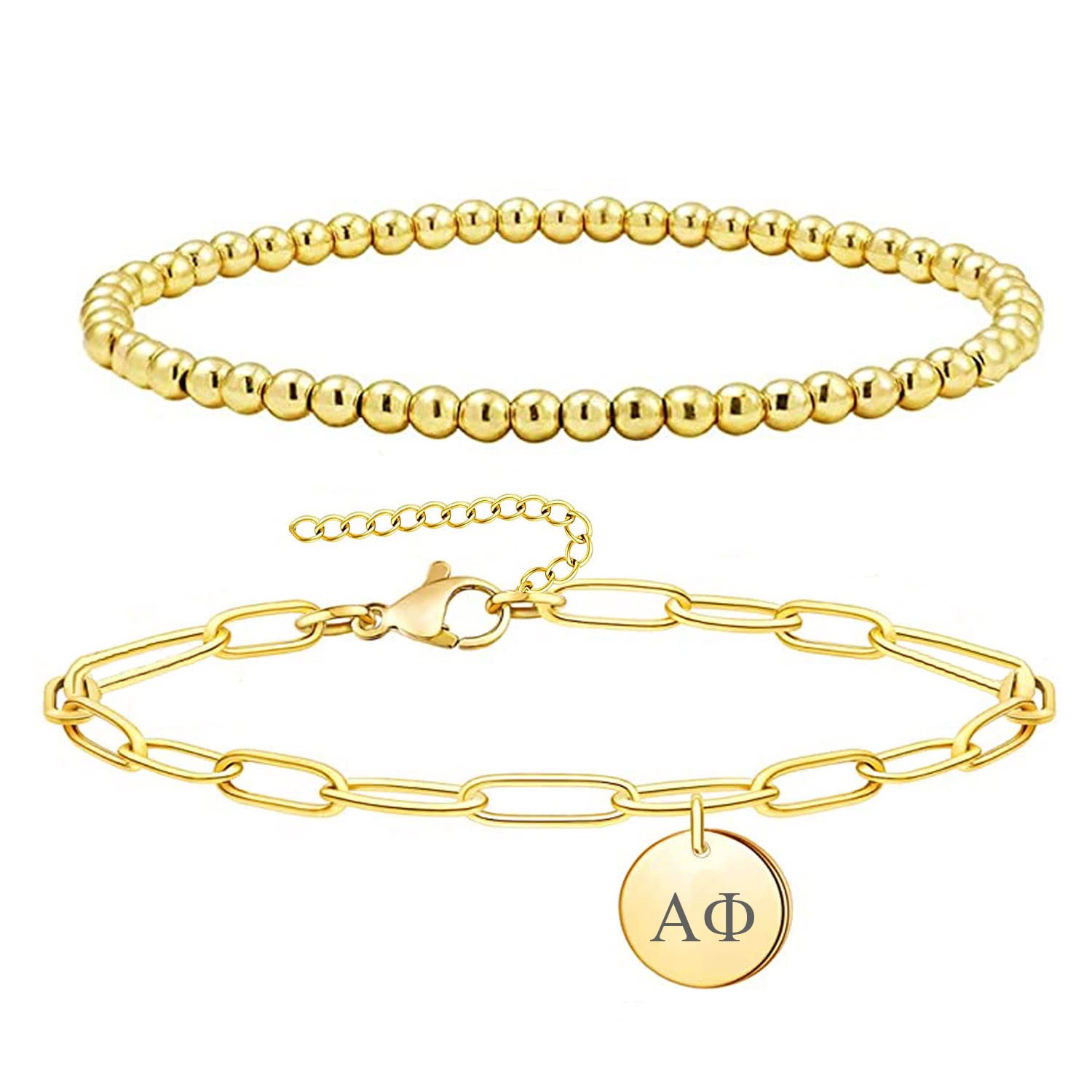 Alpha Phi Sorority Bracelet - Beaded & Paper Clip Friendship Bracelet for Women - Perfect for Sisterhood Gifts, Greek Life Events, and College Accessories