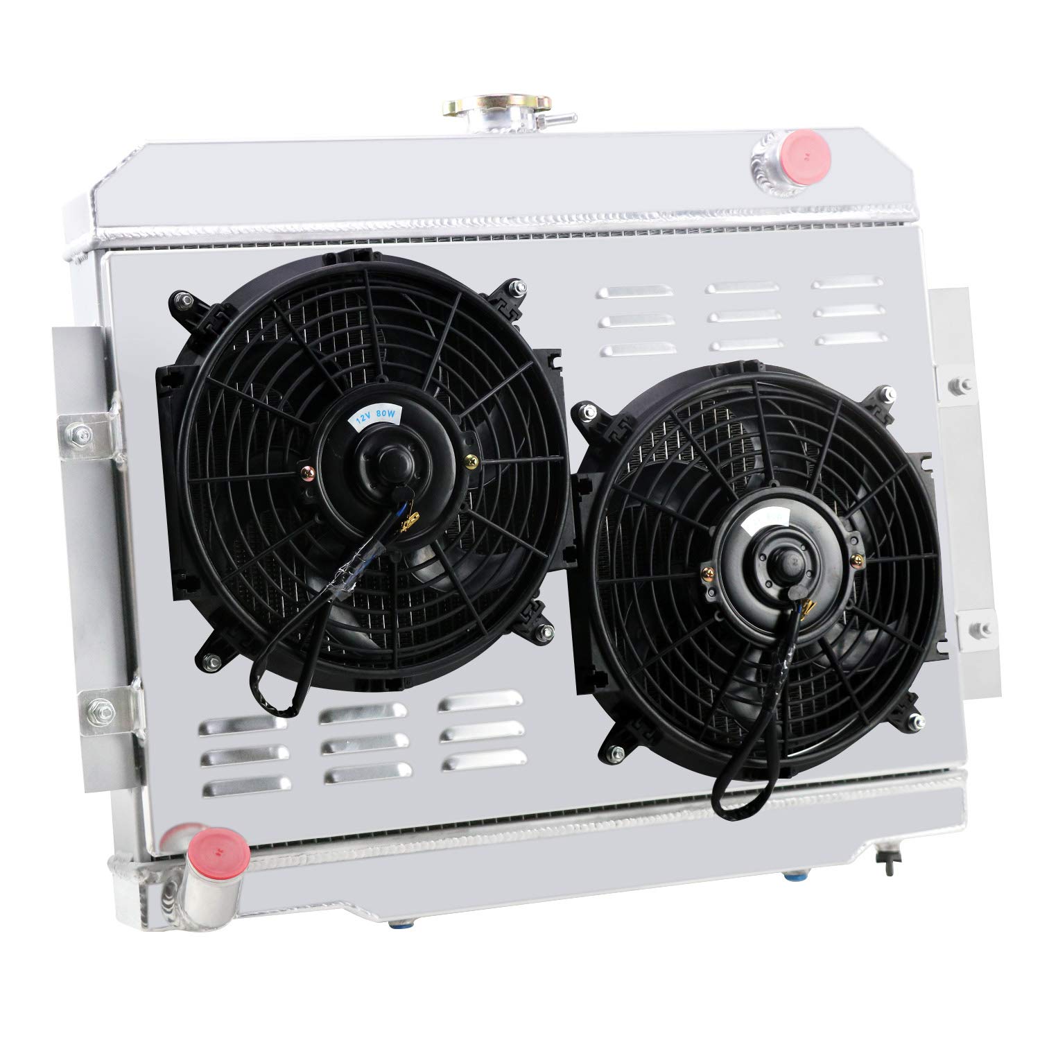 4 Row All Aluminum Radiator with Shroud & Fan Kit - Compatible with 1972-1986 Jeep CJ5, CJ6, CJ7 & Scrambler (4.2L L6 / 5.0L V8 Gas Engine) - Heavy Duty Cooling Upgrade for Off-Road & Hot Weather Driving