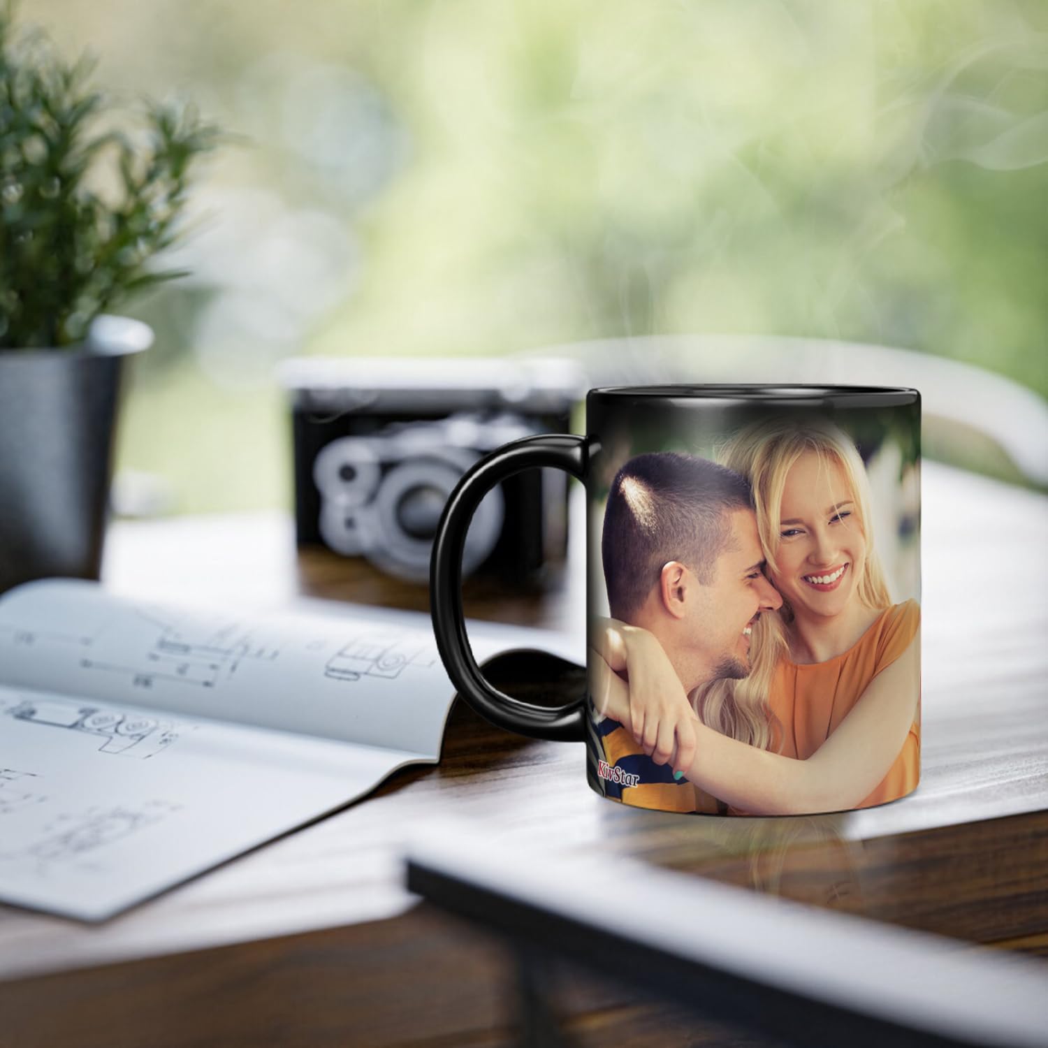 Custom Photo & Quote Magic Mug - Personalized Ceramic Coffee Cup with Name & Wish for Anniversary, Valentine's Day, Birthday Gifts (325ml) | Great for Couples, Girlfriend, Boyfriend | Perfect for Morning Coffee, Office Use & Romantic Surprises