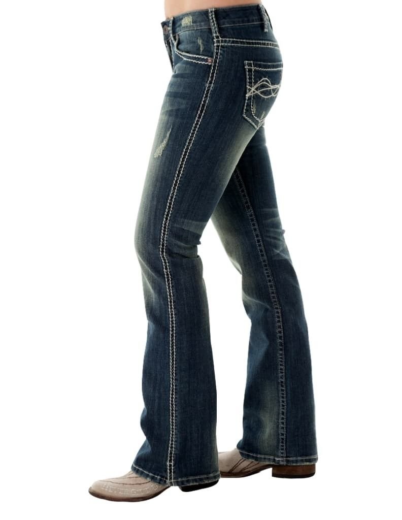 Cowgirl Tuff Women's Don't Fence Me in Jeans - High Waisted Bootcut Denim Pants for Western Riding & Country Style Fashion