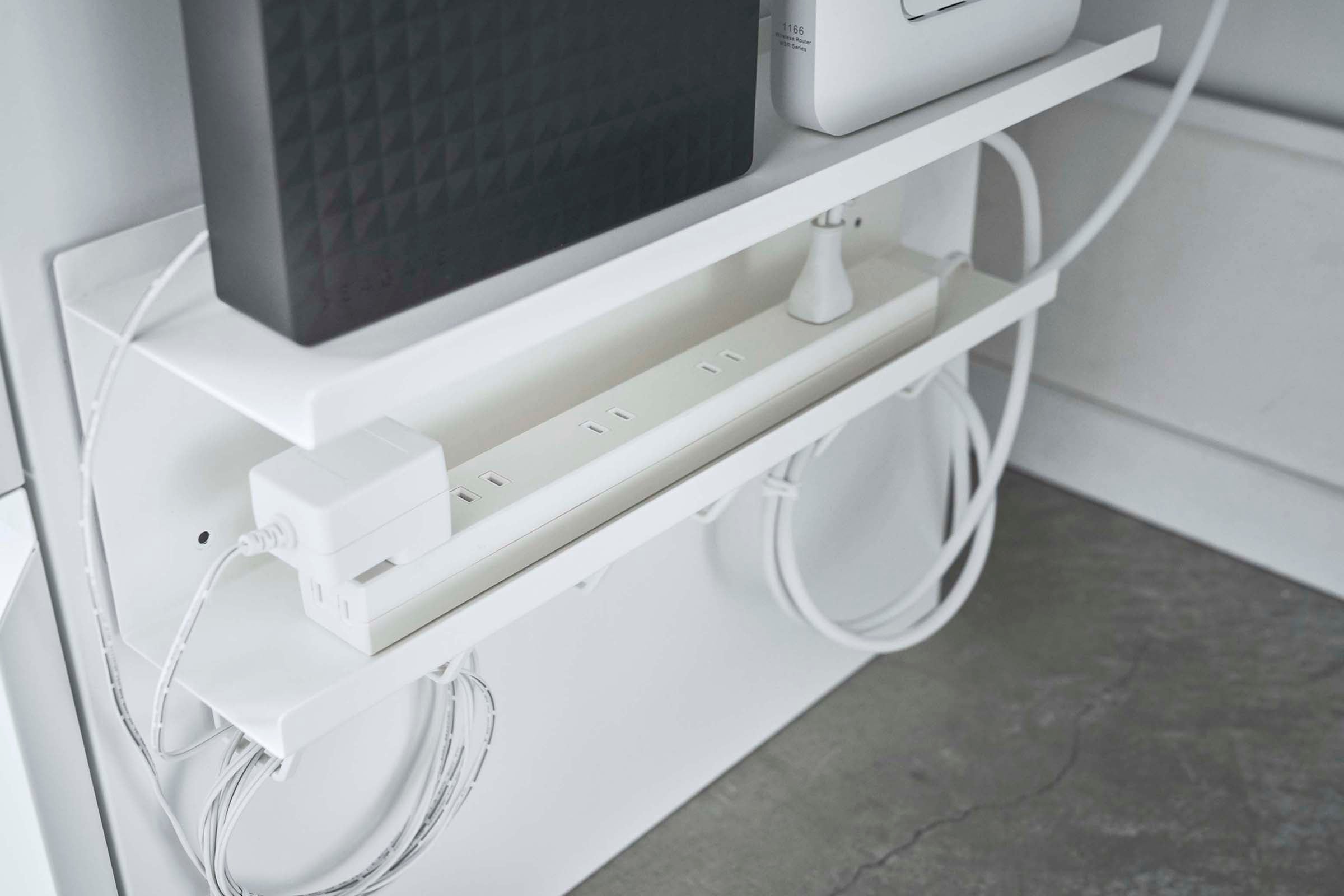 Wall Mount Cable & Router Storage Rack - Steel Organizer for Home & Office Network Setup - Perfect for WiFi Router, Modem, and Cable Management