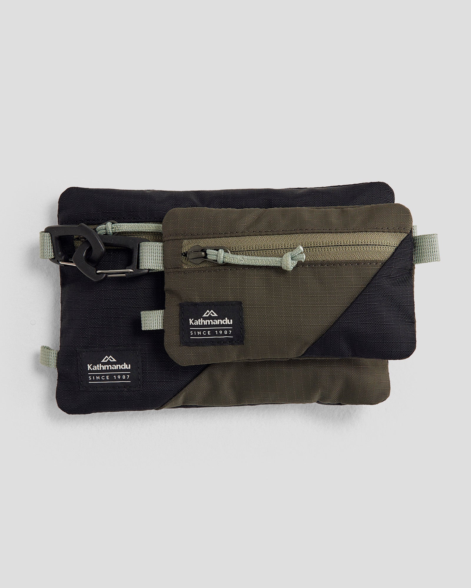 2-Pack Travel Pouch Set - Black Stingray & Dark Moss - Perfect for Passport, Cash & Essentials Organization While Traveling