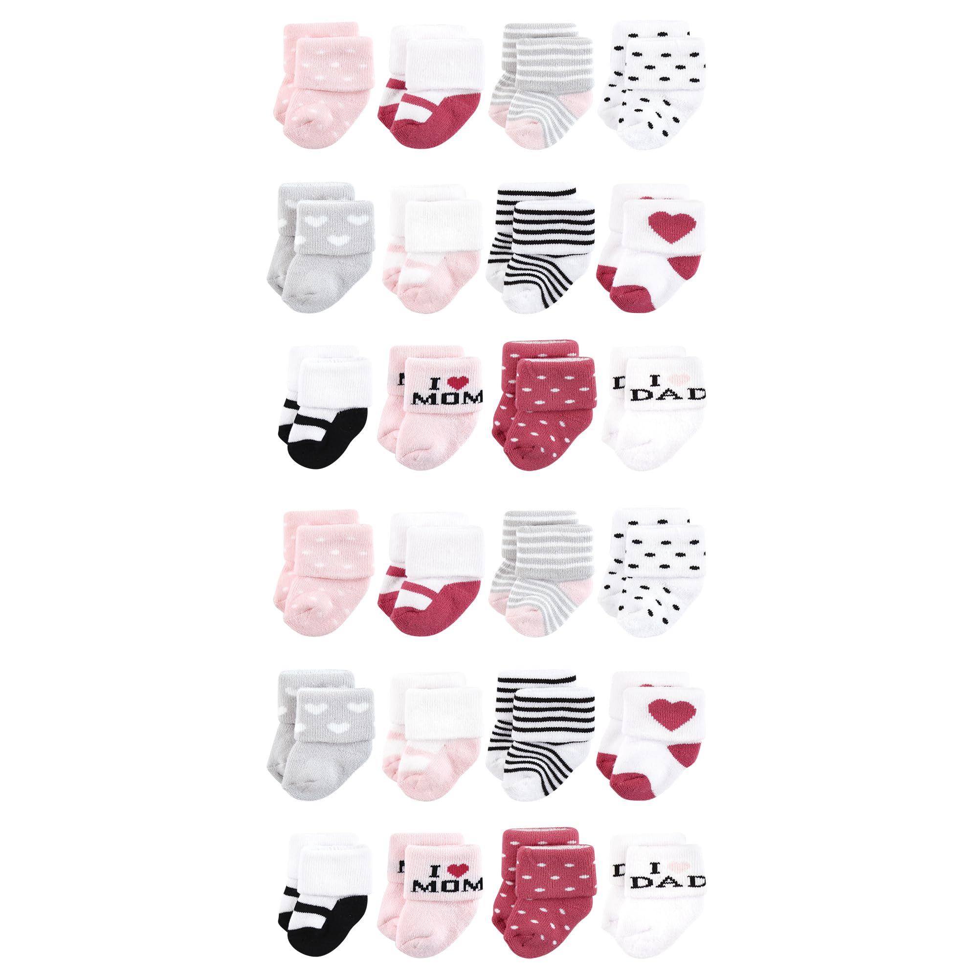 Hudson Baby Unisex Cotton Terry Socks 24-Pack - Soft & Breathable Baby Socks for Newborns, Infants & Toddlers - Perfect for Everyday Wear, Playtime & Nursery