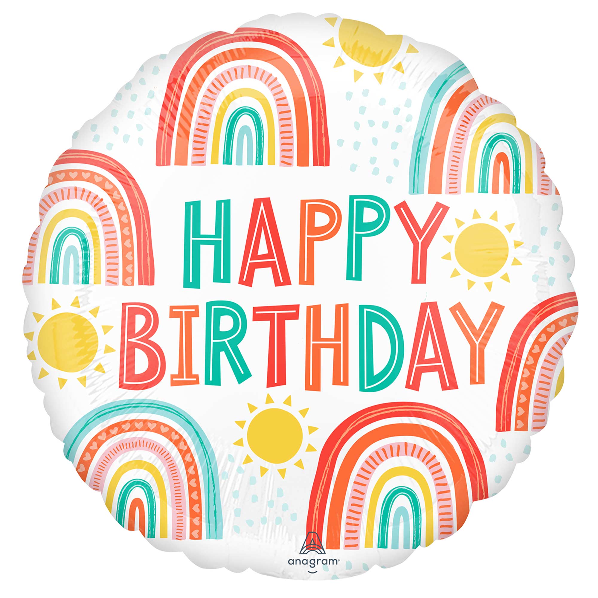 45cm Standard HX Retro Rainbow Happy Birthday Balloon - Perfect for Birthday Parties, Baby Showers & Celebrations