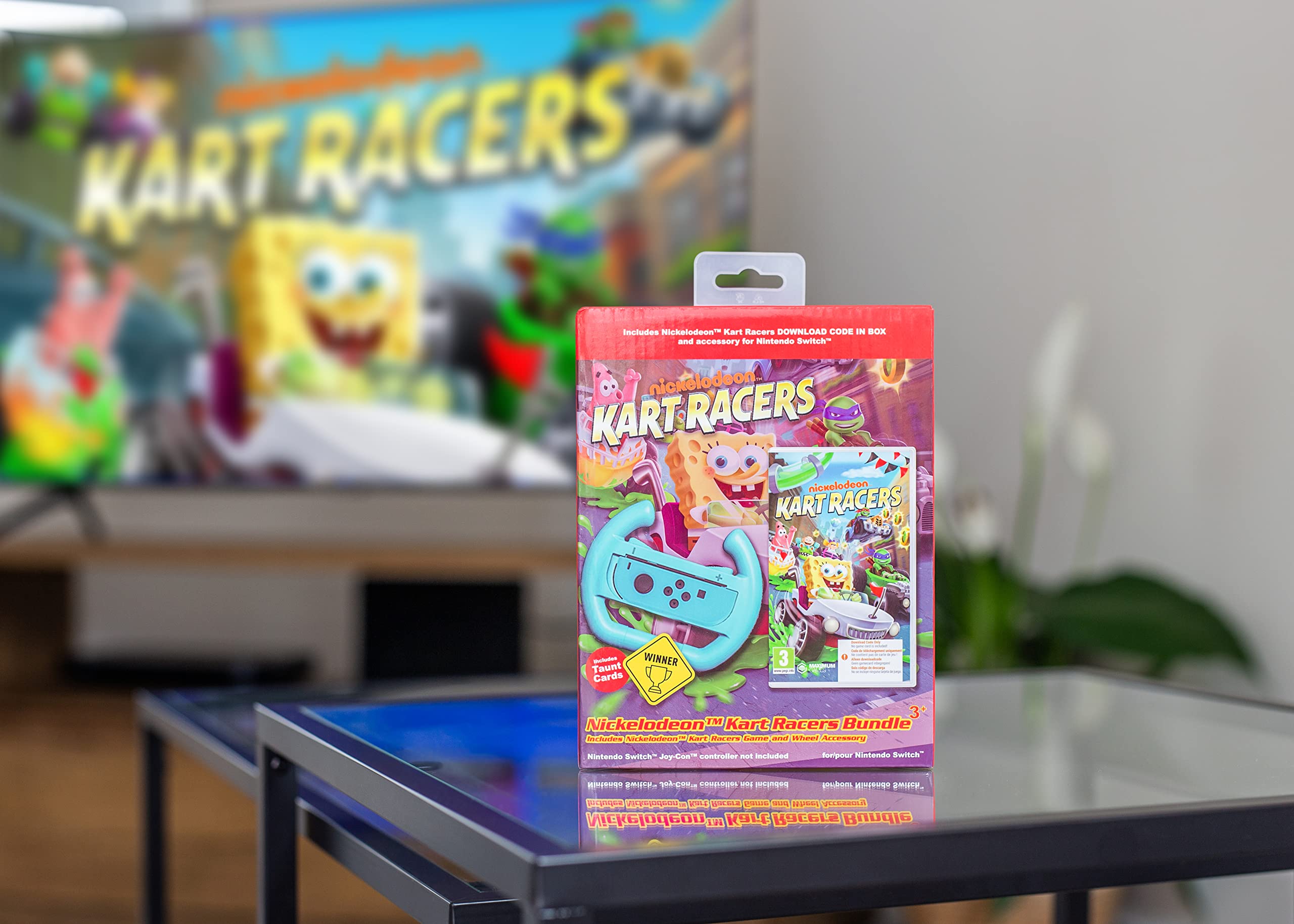 Nickelodeon Kart Racers Bundle with Steering Wheel Accessory - Nintendo Switch Game (Physical Edition) - Fun Racing Game for Kids & Family Game Night