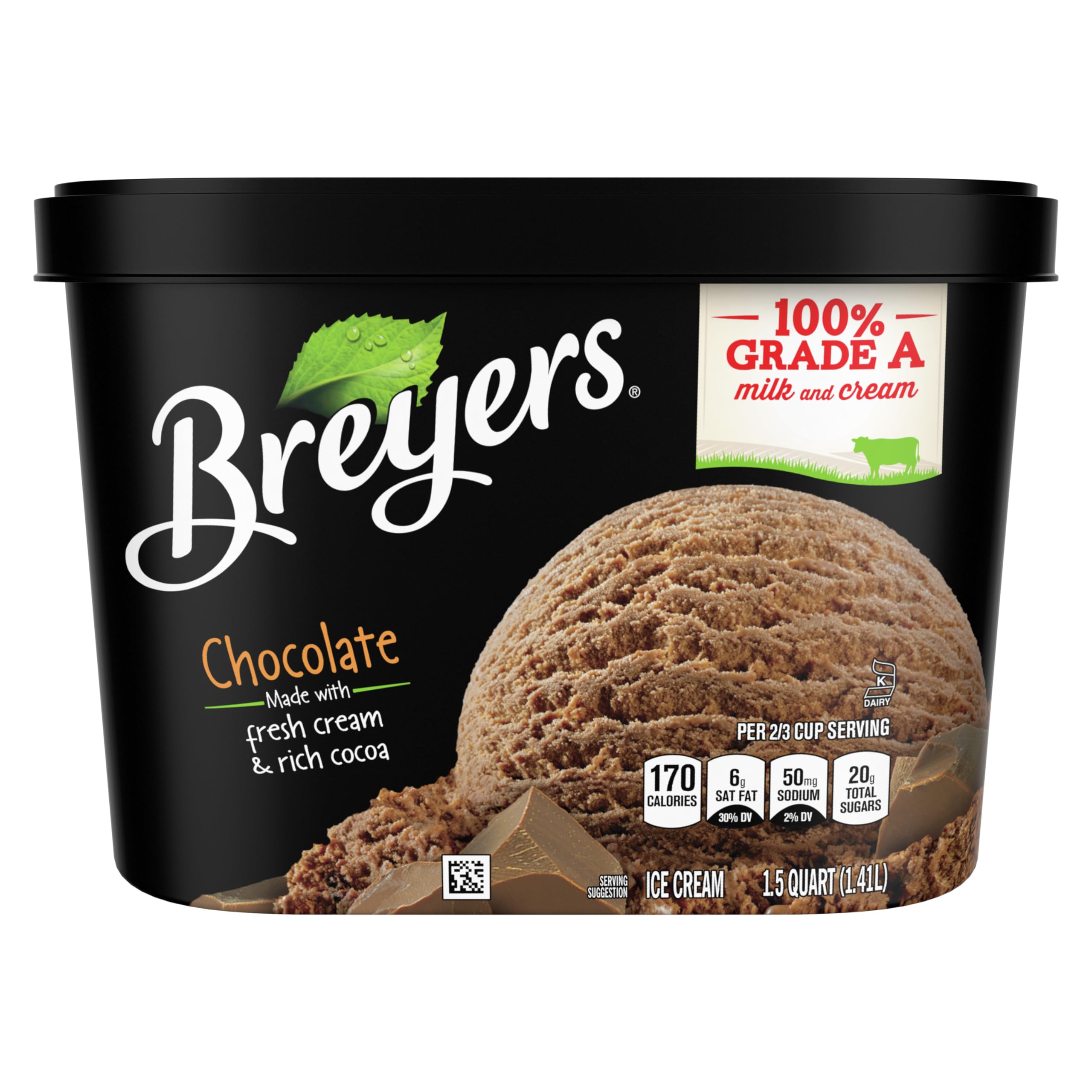 Breyers Classics Chocolate Ice Cream - 48 oz Tub, Made with 100% Grade A Milk & Cream | Rich & Creamy Frozen Dessert for Parties, Family Gatherings & Summer Treats