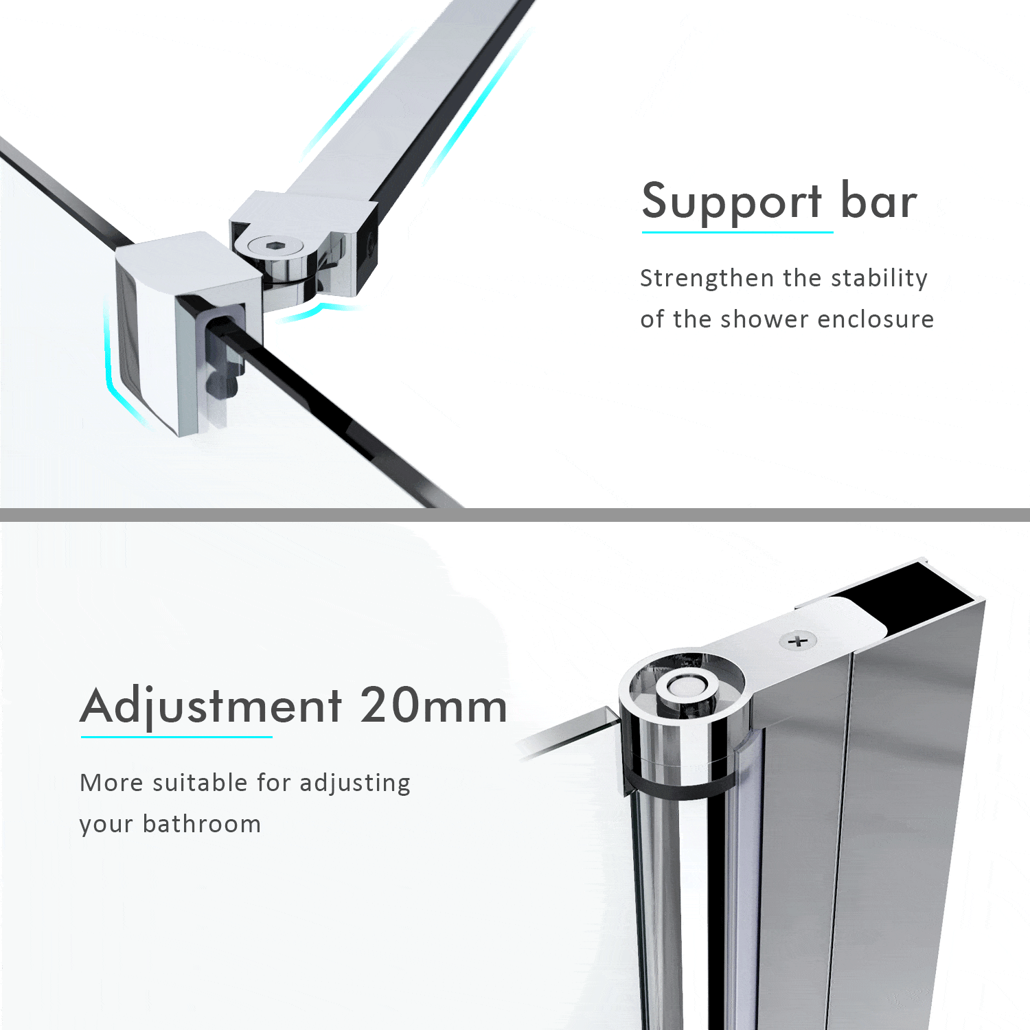 ELEGANT SHOWERS Frameless Bifold Pivot Shower Screen Enclosure - 860mm to 1000mm Adjustable Width - Perfect for Modern Bathrooms & Space-Saving Solutions