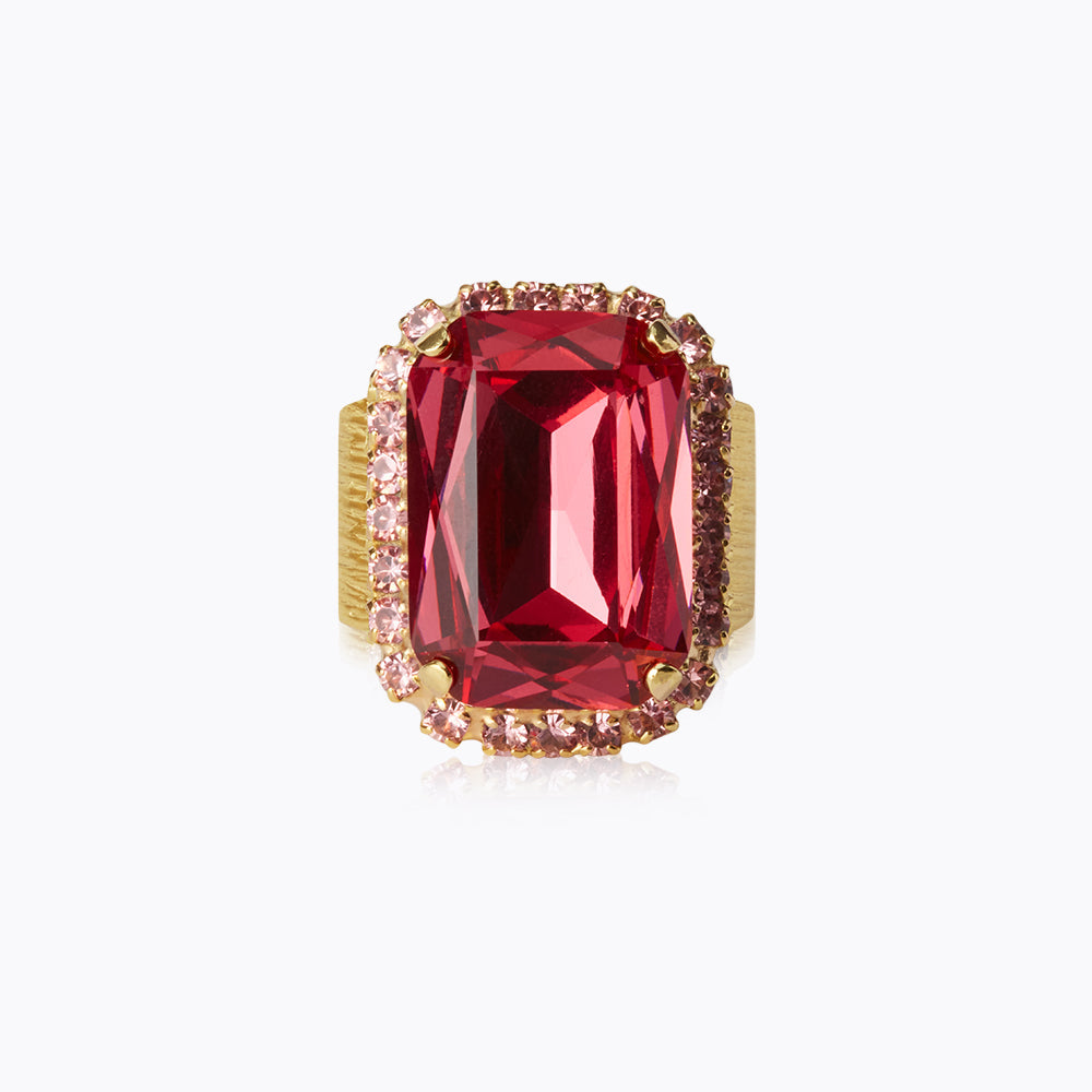 Lydia Cocktail Ring - Mulberry Red & Light Rose Gemstone Statement Ring for Women | Perfect for Evening Parties, Weddings & Special Occasions
