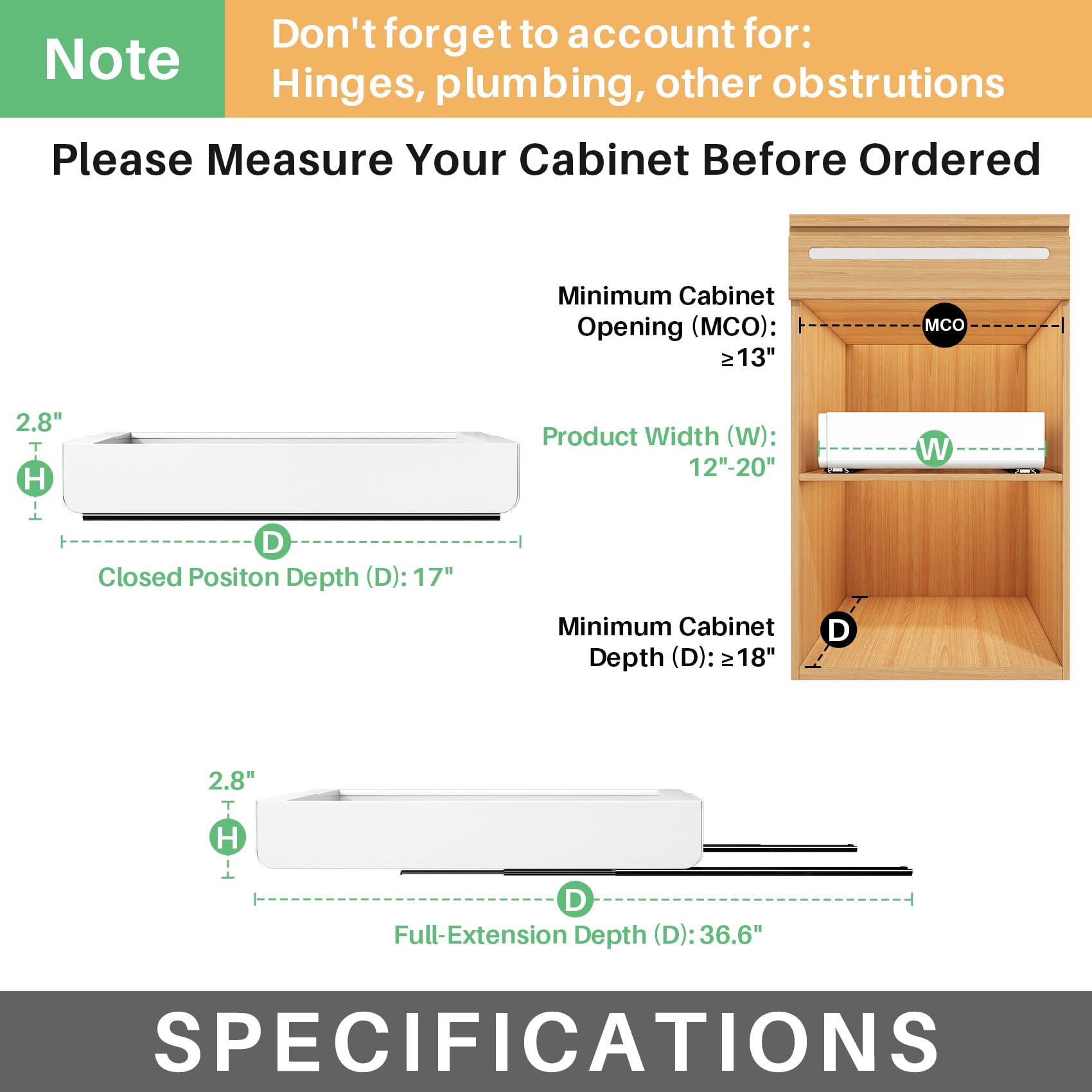 Heavy Duty Pull Out Cabinet Organizer - Expandable (11.7