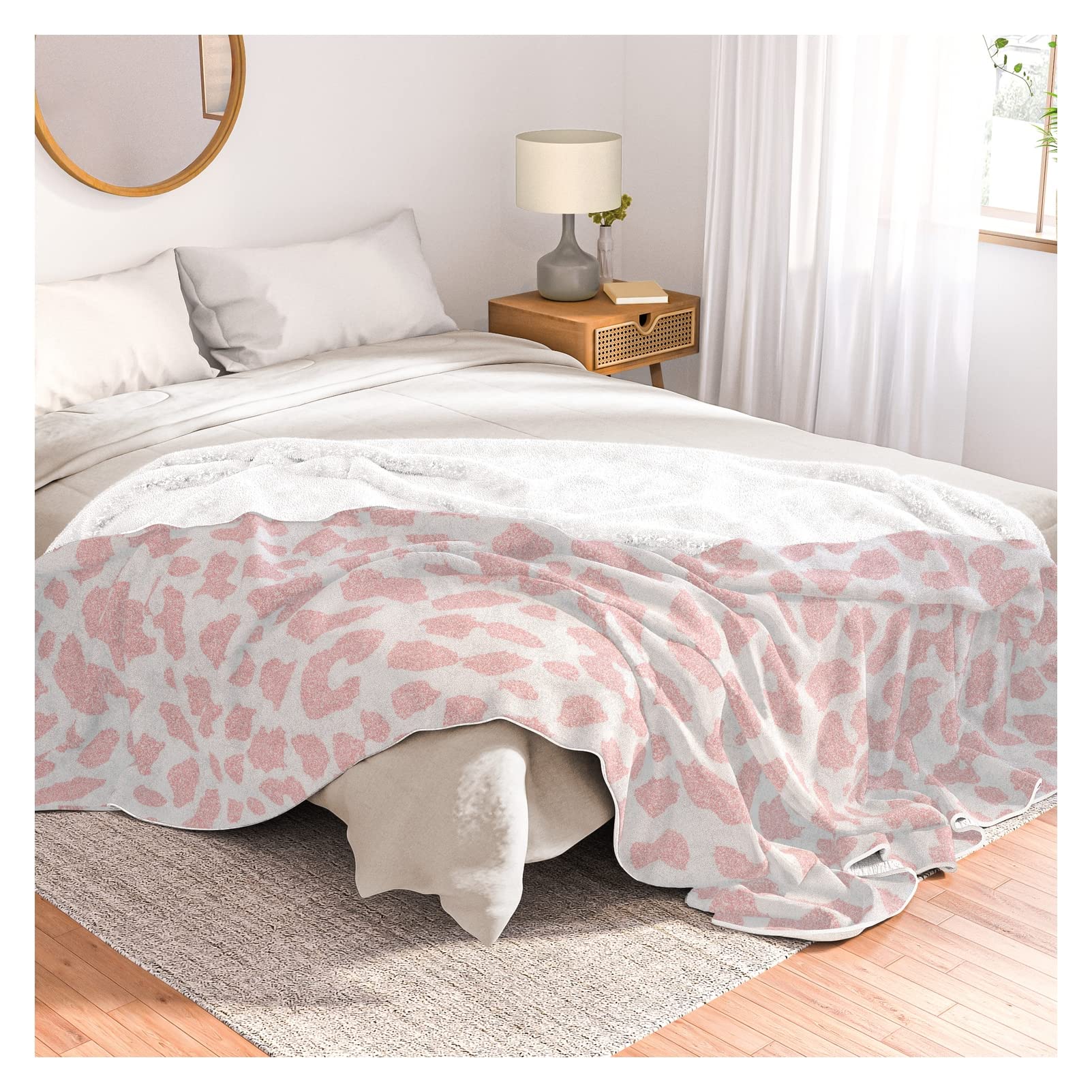 Pale Coral Leopard Print Throw Blanket by Mango Tangerine Studio - 88