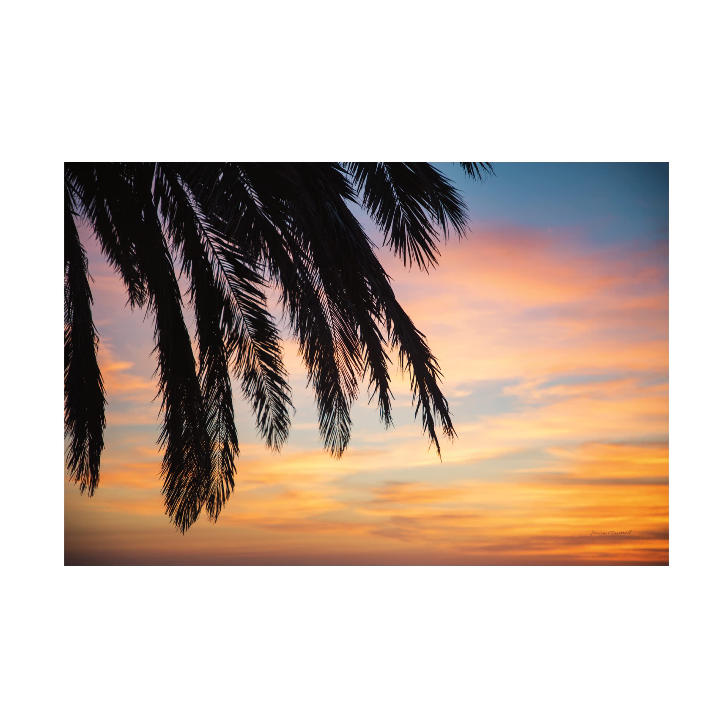 Laura Marshall Sunset Palms I Canvas Wall Art Print - Tropical Beach Decor for Living Room, Bedroom & Office - Handmade Fine Art Painting for Home & Commercial Spaces