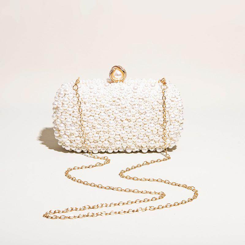 Elegant Pearl-Embellished Evening Clutch Bag for Women - Perfect for Dinner Parties, Weddings & Formal Events