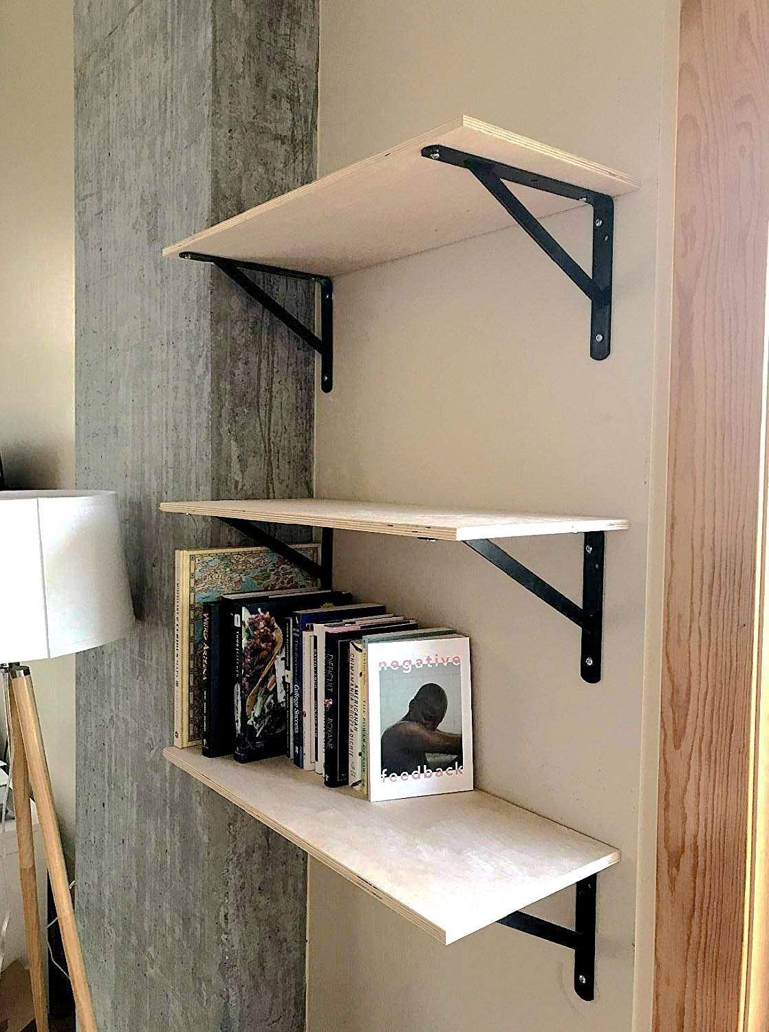 10 Inch Heavy Duty Shelf Brackets (2 Pack) - Black Metal L Brackets for Floating Shelves, 90 Degree Angle Support with Screws - Perfect for DIY Home Organization, Kitchen Storage & Garage Shelving