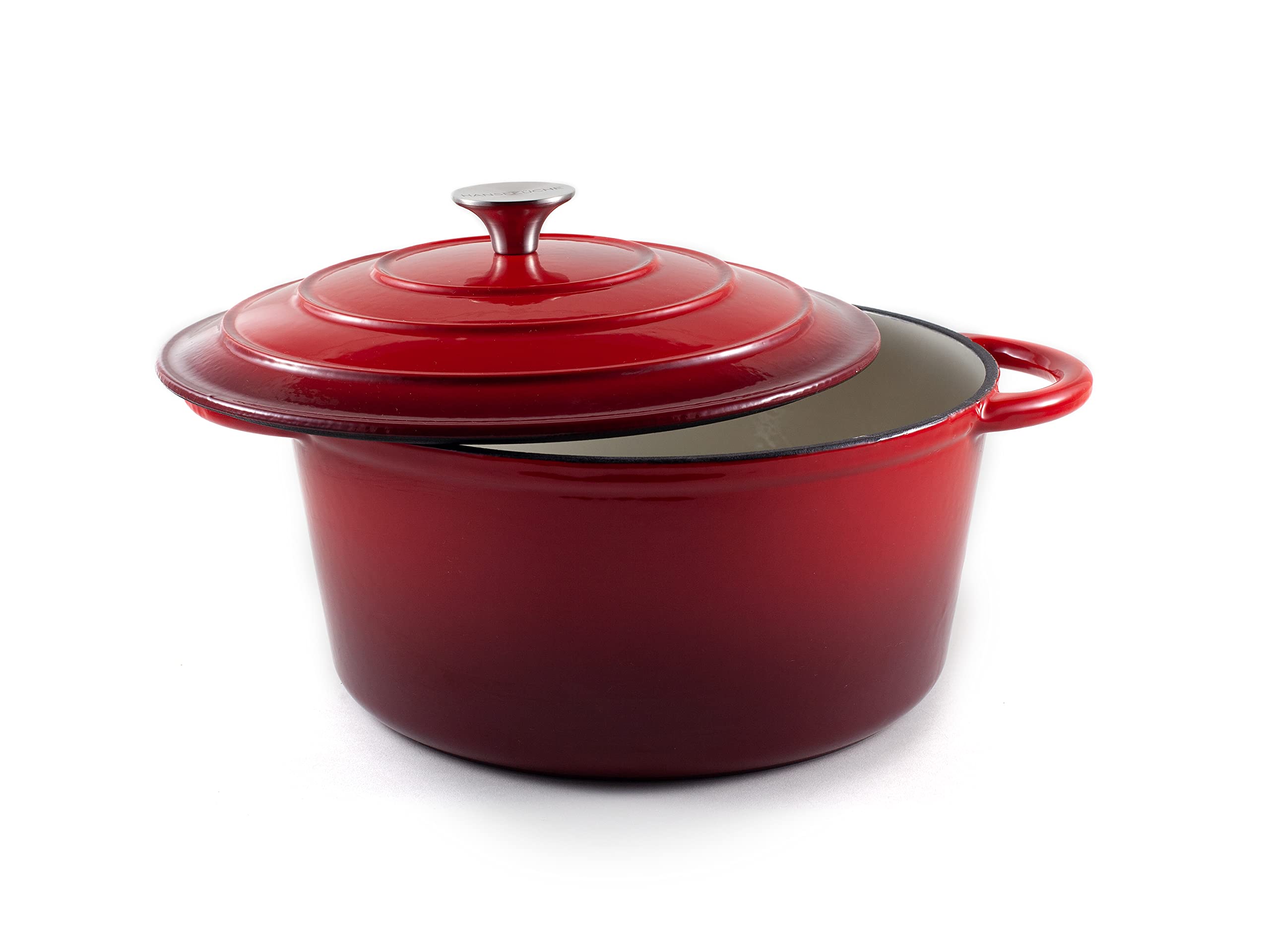 Premium Enameled Cast Iron Dutch Oven 4.7L (26cm) - Heavy Duty Bread Baking Pot with Lid, Versatile Cooking & Roasting Pan for Oven & Stovetop (Red) - Perfect for Artisan Bread, Stews, Soups & Braising