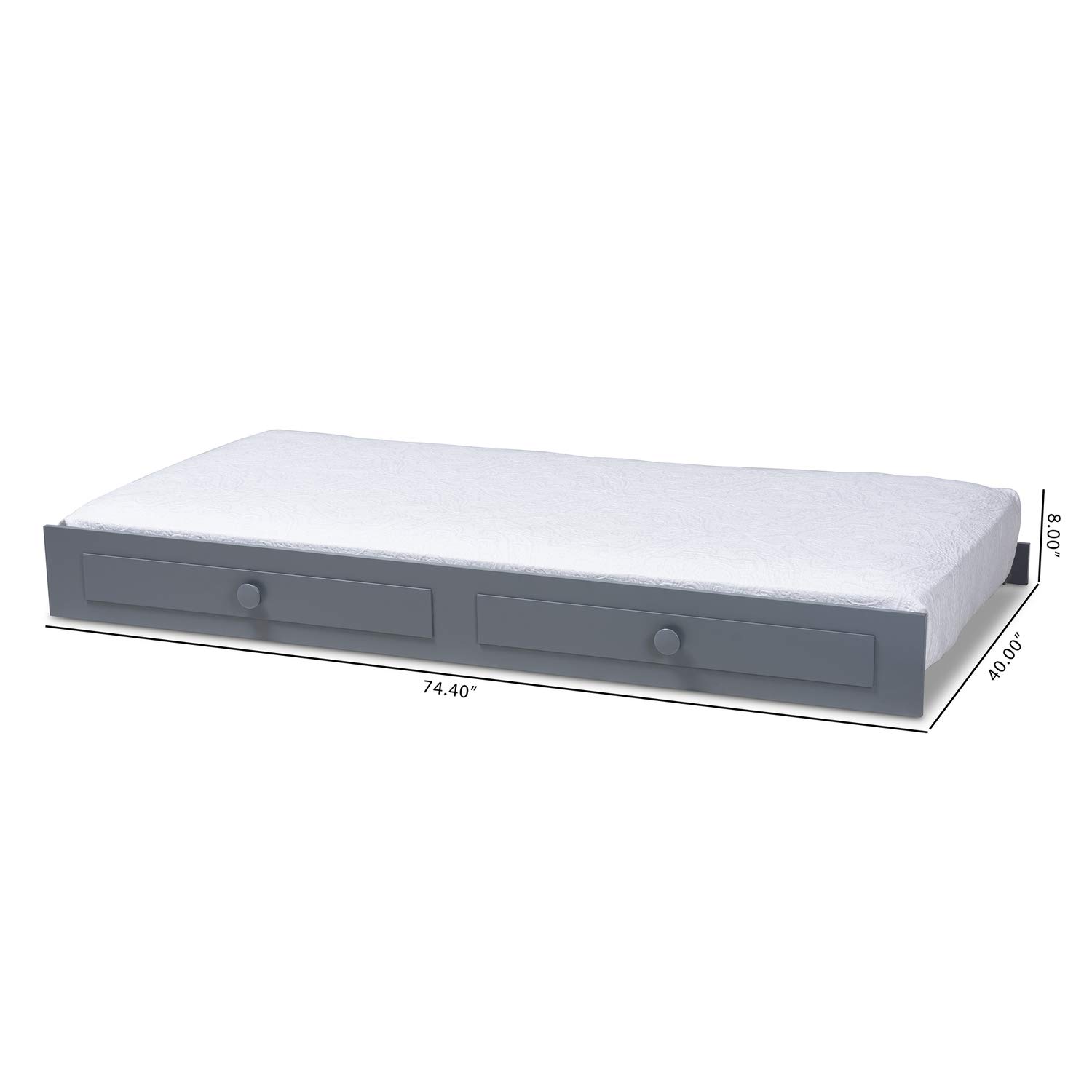 Baxton Studio Cintia Grey Wood Twin Size Bed with Trundle - Modern Wooden Daybed with Pull-Out Trundle for Guest Room, Small Space & Kids Bedroom