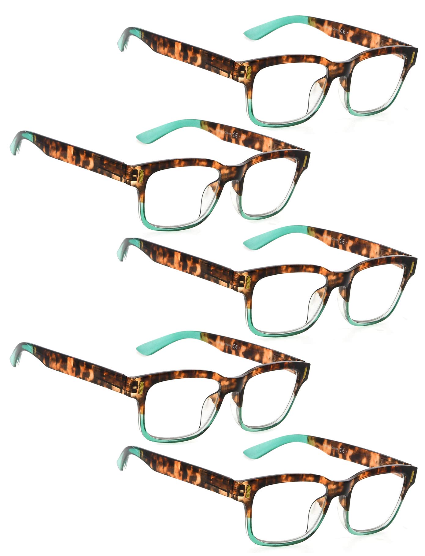 LUR Reading Glasses 5 Pack - Stylish Magnifying Readers for Women & Men, Lightweight & Comfortable for Reading, Working, and Computer Use