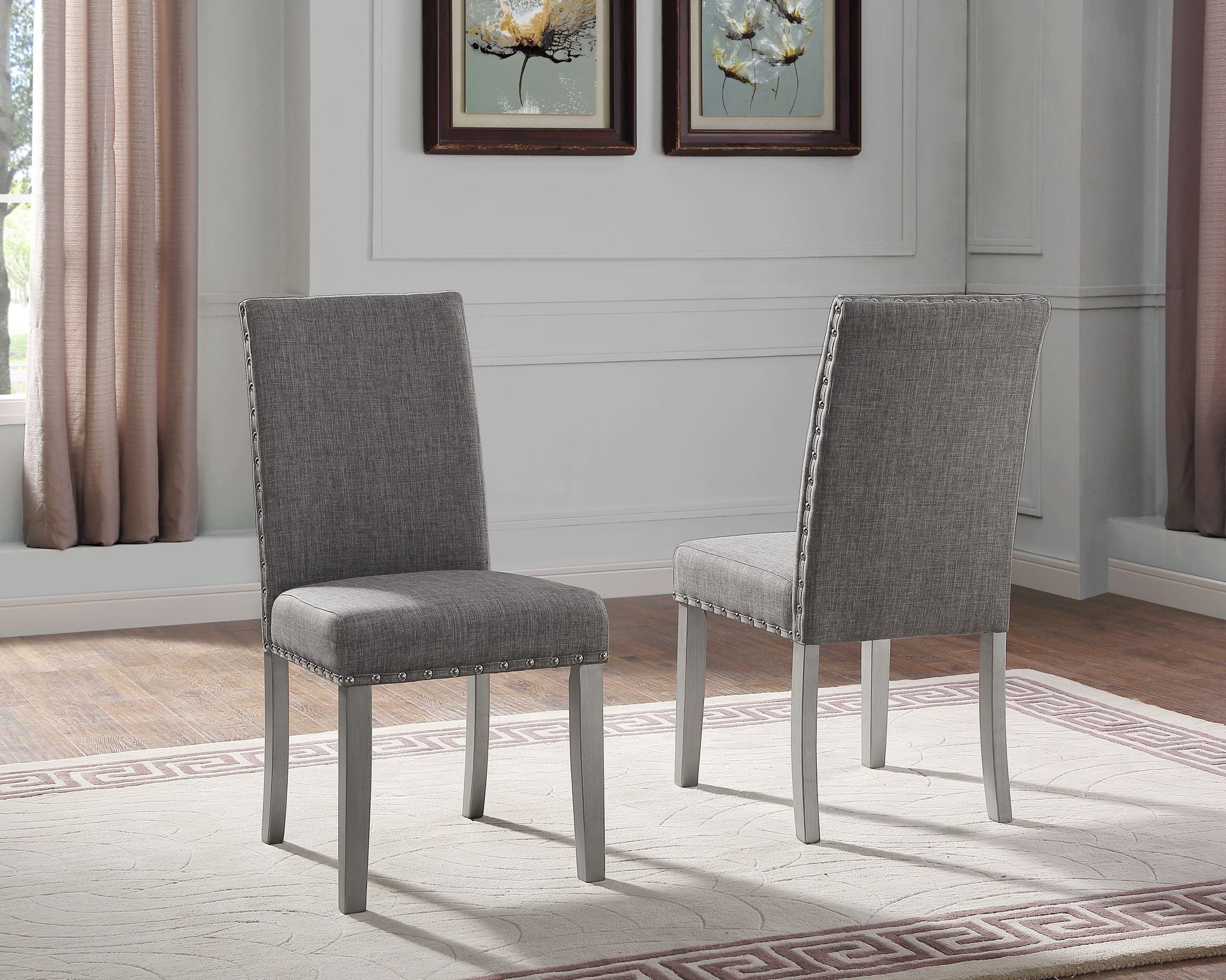 Bella Modern Dining Chairs Set of 2 - Mid Century Wooden Kitchen Chairs with Upholstered Seat - Perfect for Dining Room, Kitchen, Breakfast Nook & Small Spaces