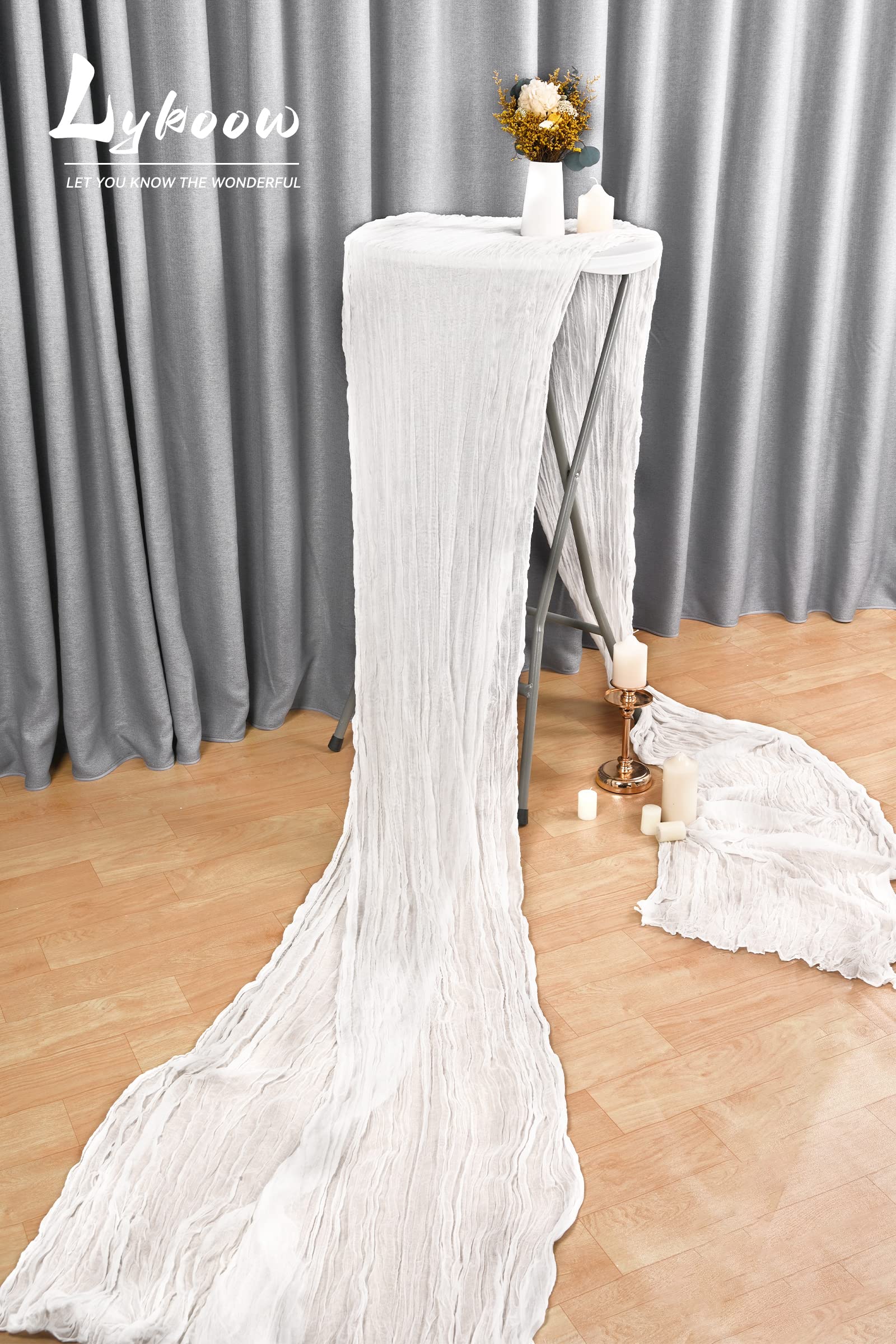 3-Pack White Cheesecloth Table Runner, 10Ft x 35