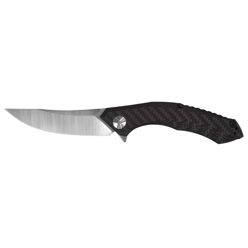 Zero Tolerance 0462 Sinkevich Pocket Knife - CPM 20CV Satin Blade, Red/Gray Carbon Fiber & Titanium Handle, KVT Manual Open, Reversible Pocket Clip (3.7 oz, 8.9
