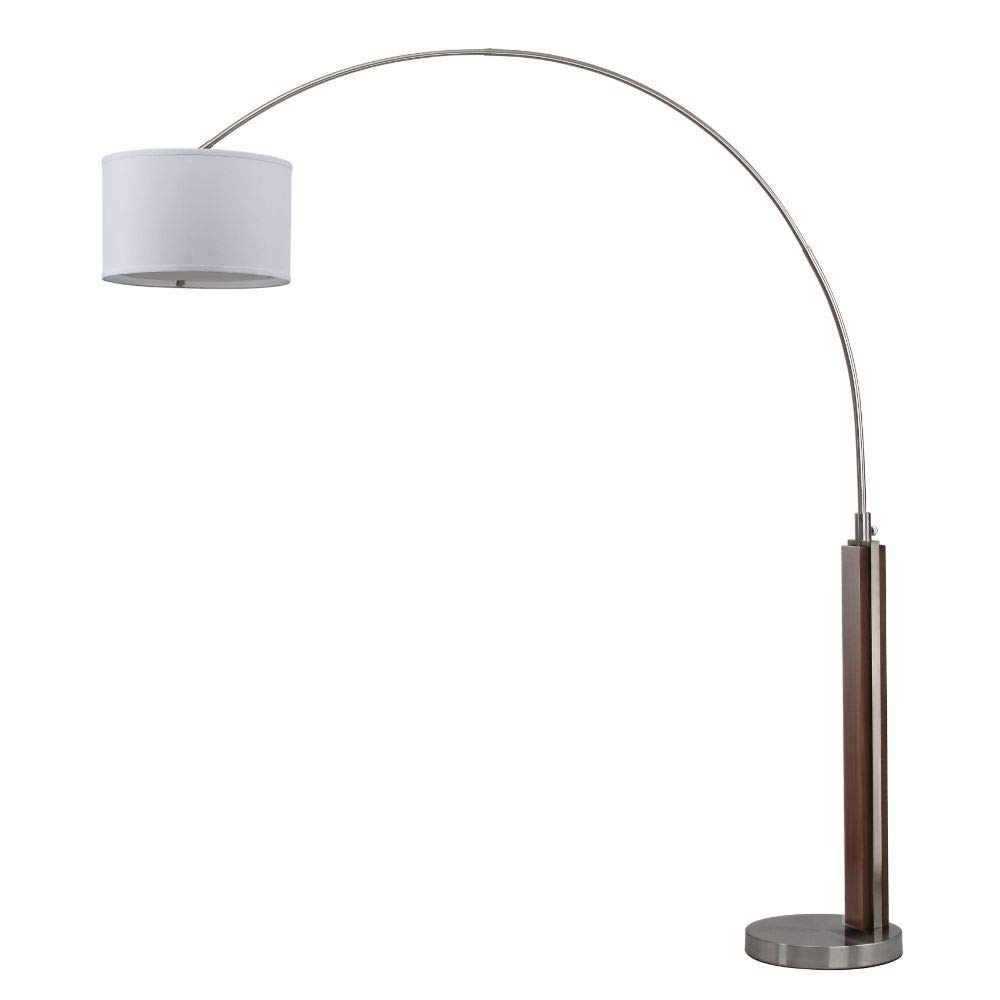 SAFAVIEH Aries 87-inch Modern Farmhouse Arc Floor Lamp - Nickel Finish, LED Bulb Included - Perfect for Living Room, Bedroom & Home Office Lighting