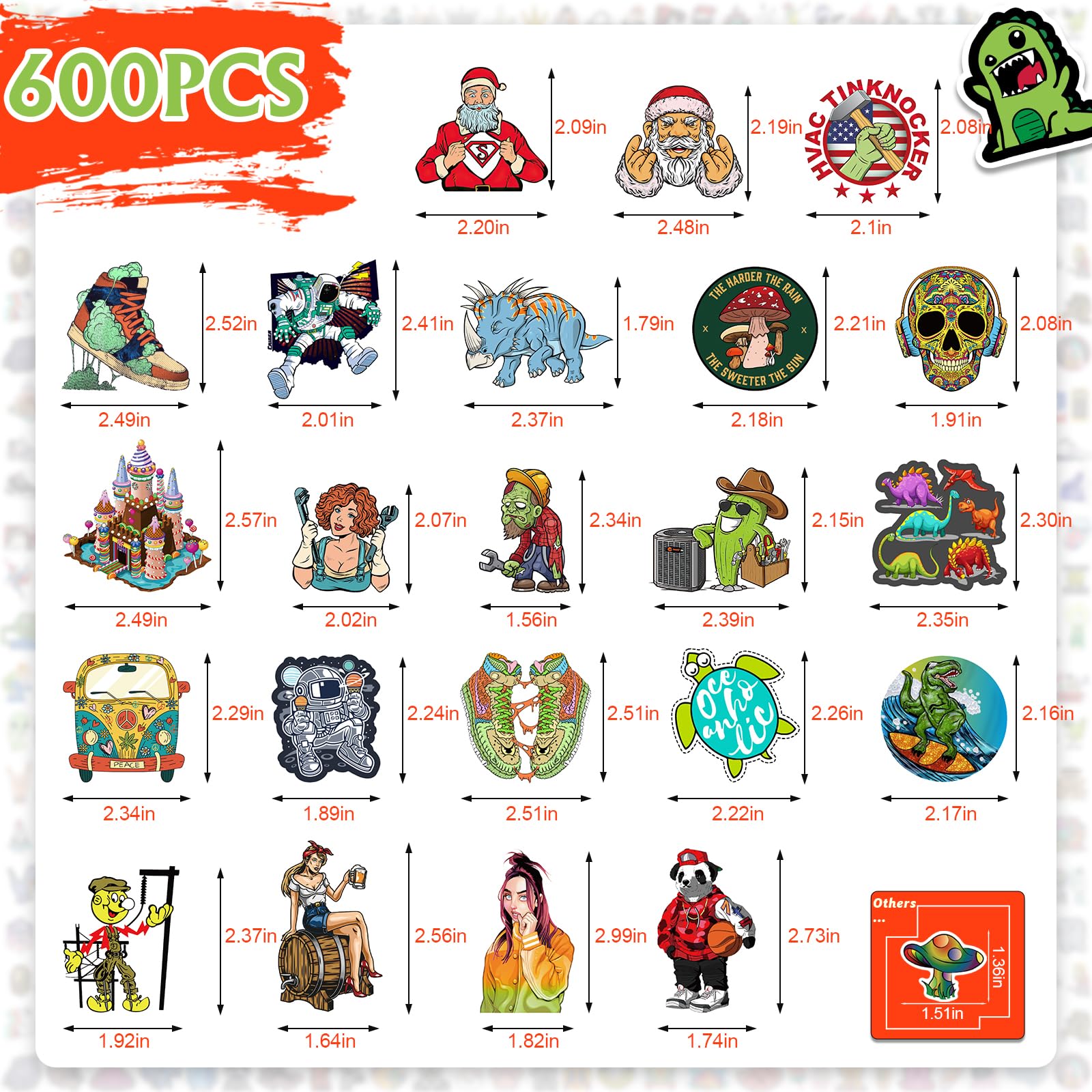 600 Pcs Vinyl Stickers Pack - Waterproof Decorative Stickers for Water Bottles, Laptop, Bike, Car, Skateboard & Helmet - Perfect for DIY Crafts, School Projects, and Personalizing Your Belongings