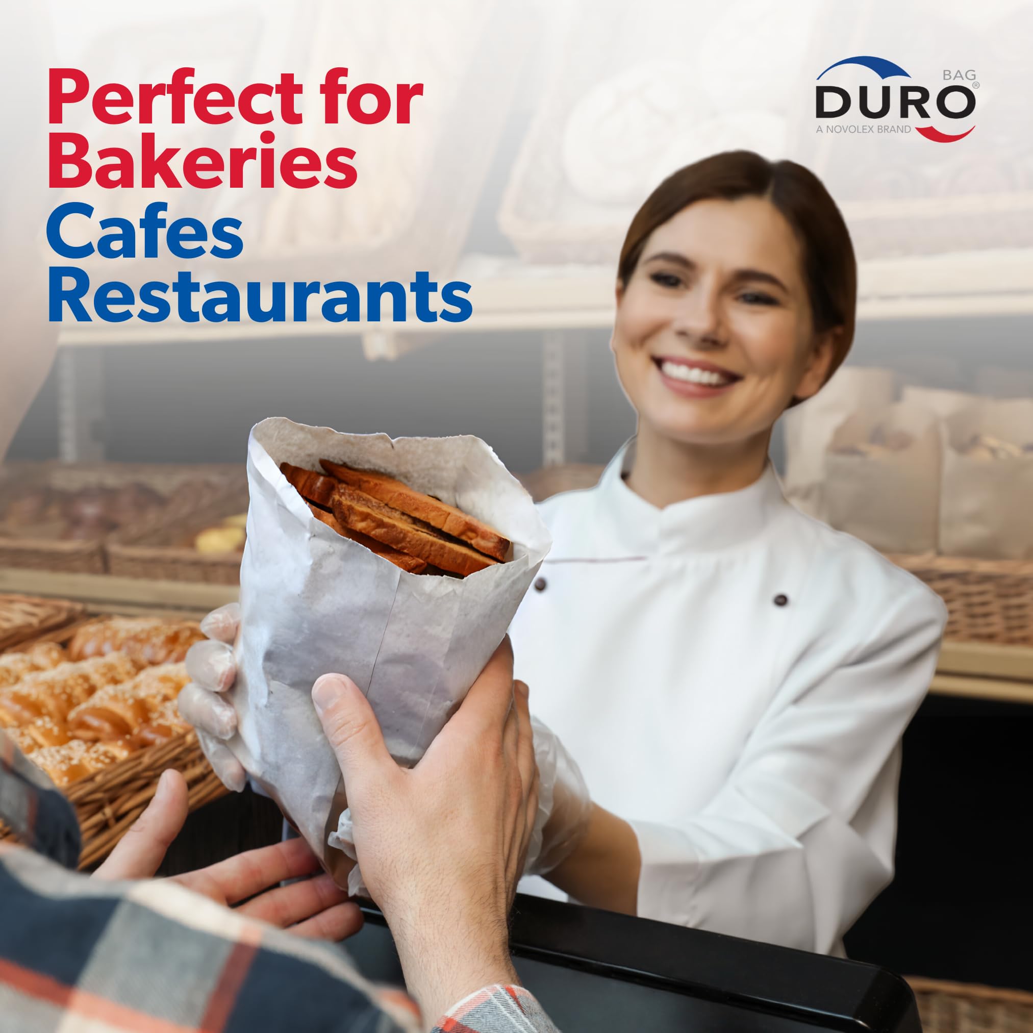 Duro 12# White Paper Lunch Bags 500 Count - Bulk Disposable Food Bags for Bread, Bagels, Deli & Restaurant Takeout - Eco-Friendly 7.06 x 4.50 x 13.75 Inch SOS Bags - Perfect for Bakery, Catering, School Lunches & Food Delivery Services
